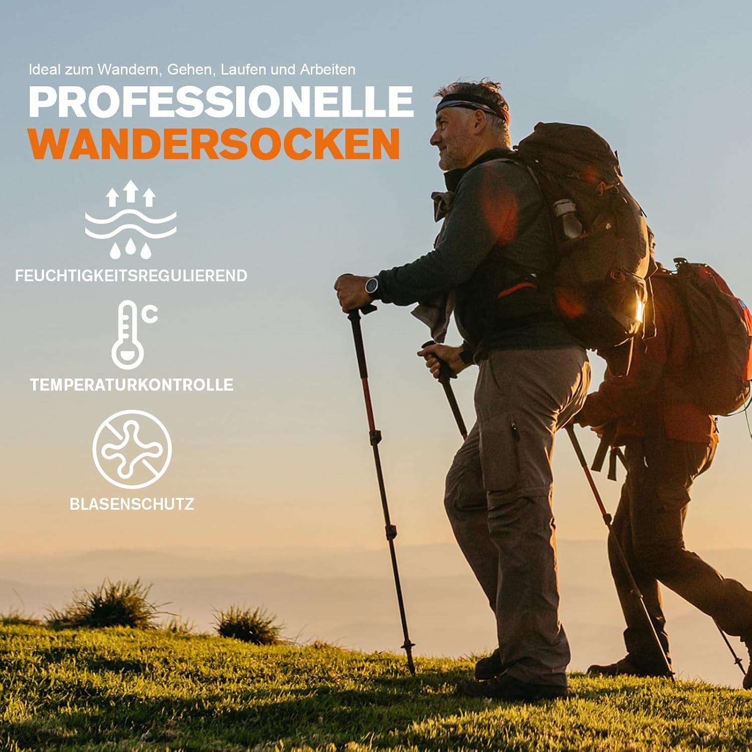 Thumbnail 5 de Niorasen Merino Wandersocken (3 Paar) – Sommer Outdoor & Trekkingsocken mit Anti-Blasen-Ausstattung