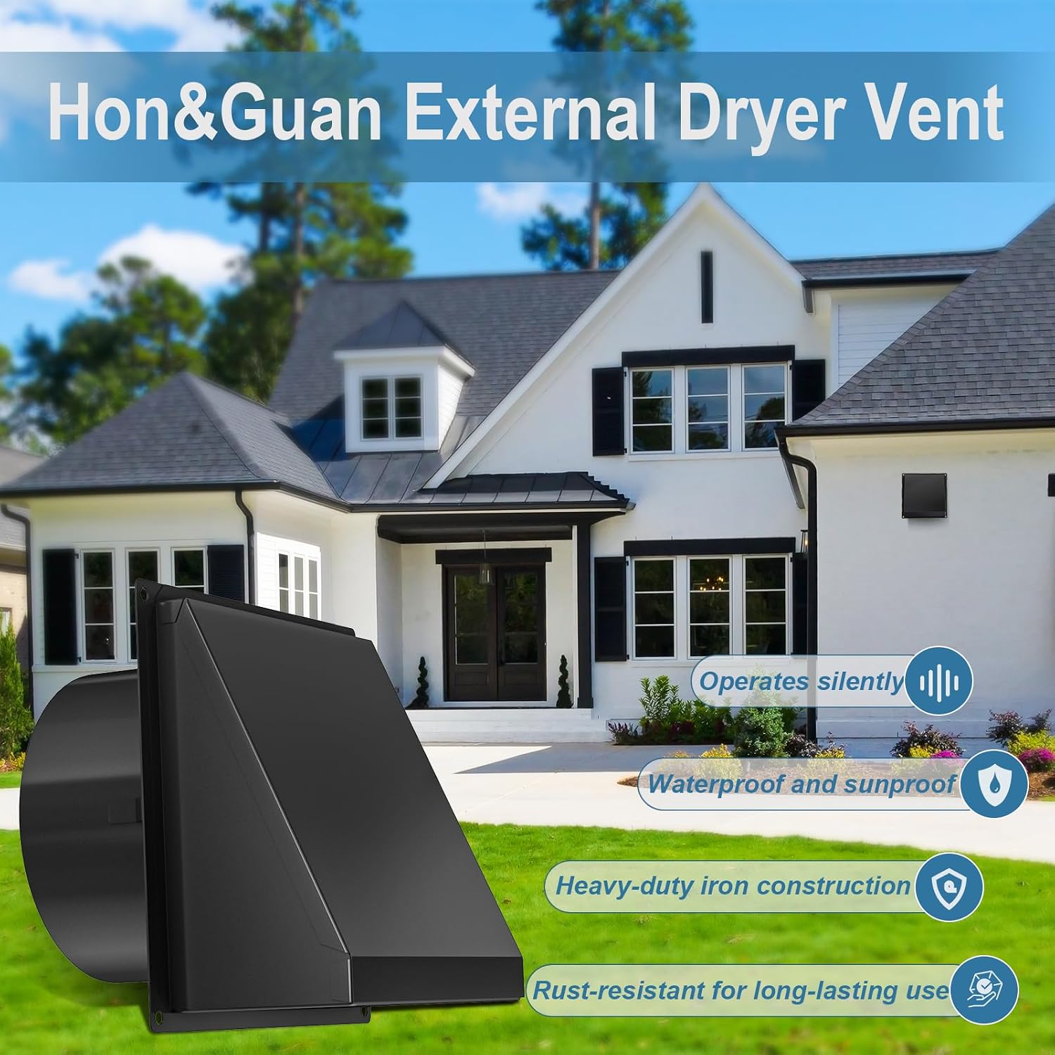 Detalle 2 de Hon&Guan 100 mm weerbestendig ventilatierooster met terugslagklep