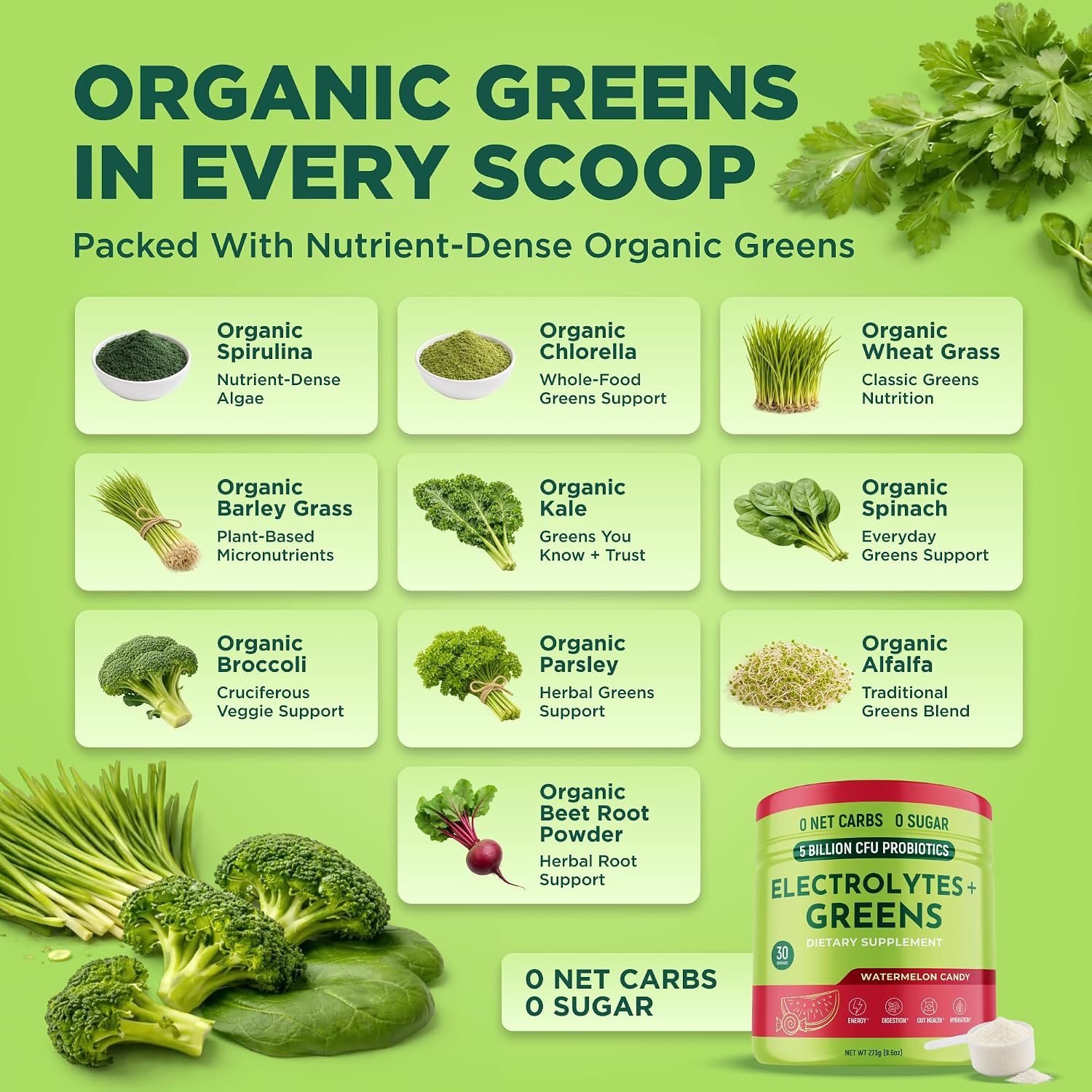 Detalle 2 de KetoVitals Greens Powder with Electrolytes, 30 Servings