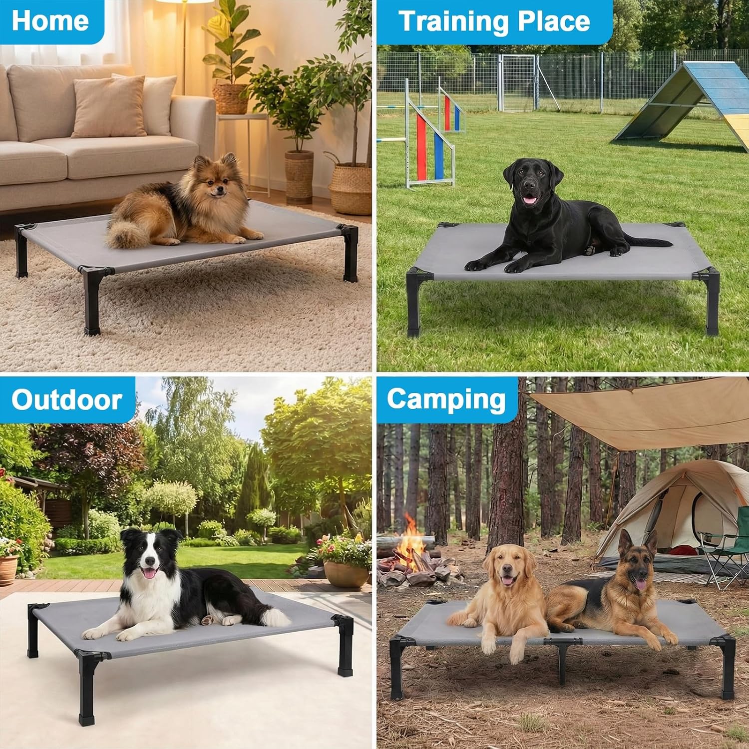 Detalle de Niubya Elevated Dog Bed for XXL Breeds (Bernese Mountain Dog & Alaskan Malamute) – 152x92x24 cm
