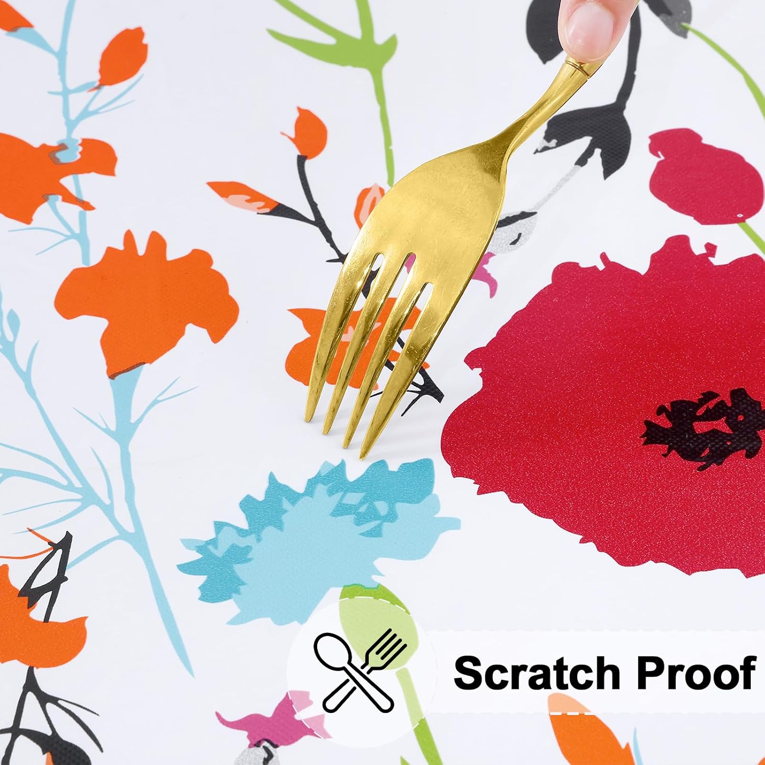 Thumbnail 6 de misaya Round Fitted Tablecloth with Elastic Edge – Waterproof Vinyl Table Cover for 45–56" Round Tables