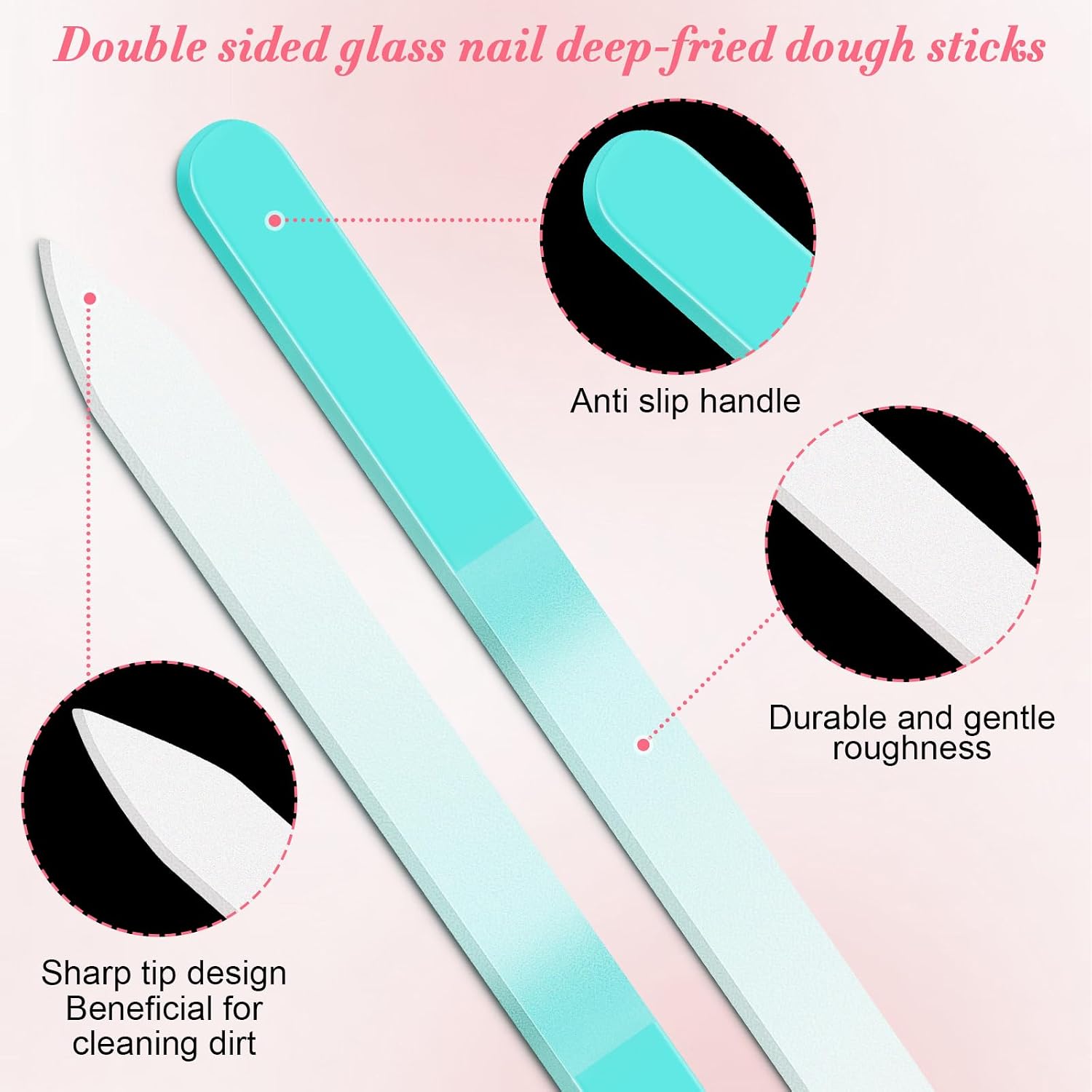 Detalle 1 de NICEMOVIC BLZJC-6p 6-Pack Glass Nail Files, Double-Sided, Gradient Colors