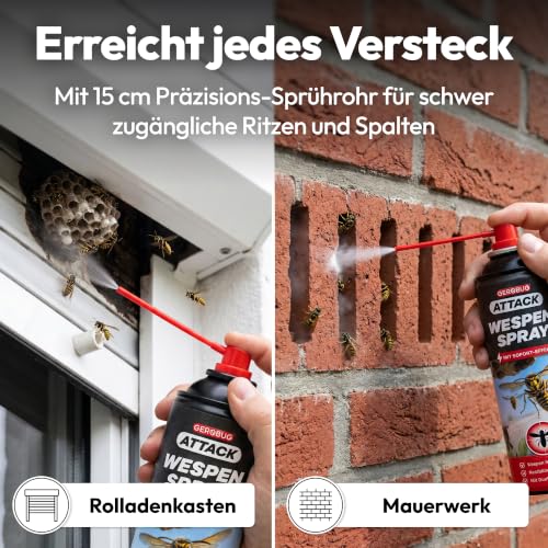 Detalle de GEROBUG Wespen Aerosol Spray 500 ml – Hocheffektives Anti-Wespenmittel für Balkon und Terrasse