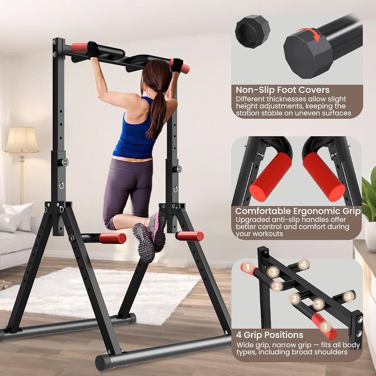 Thumbnail 5 de WATBKHE Power Tower Pull Up Dip Station Foldable: Multi-Function Home Gym