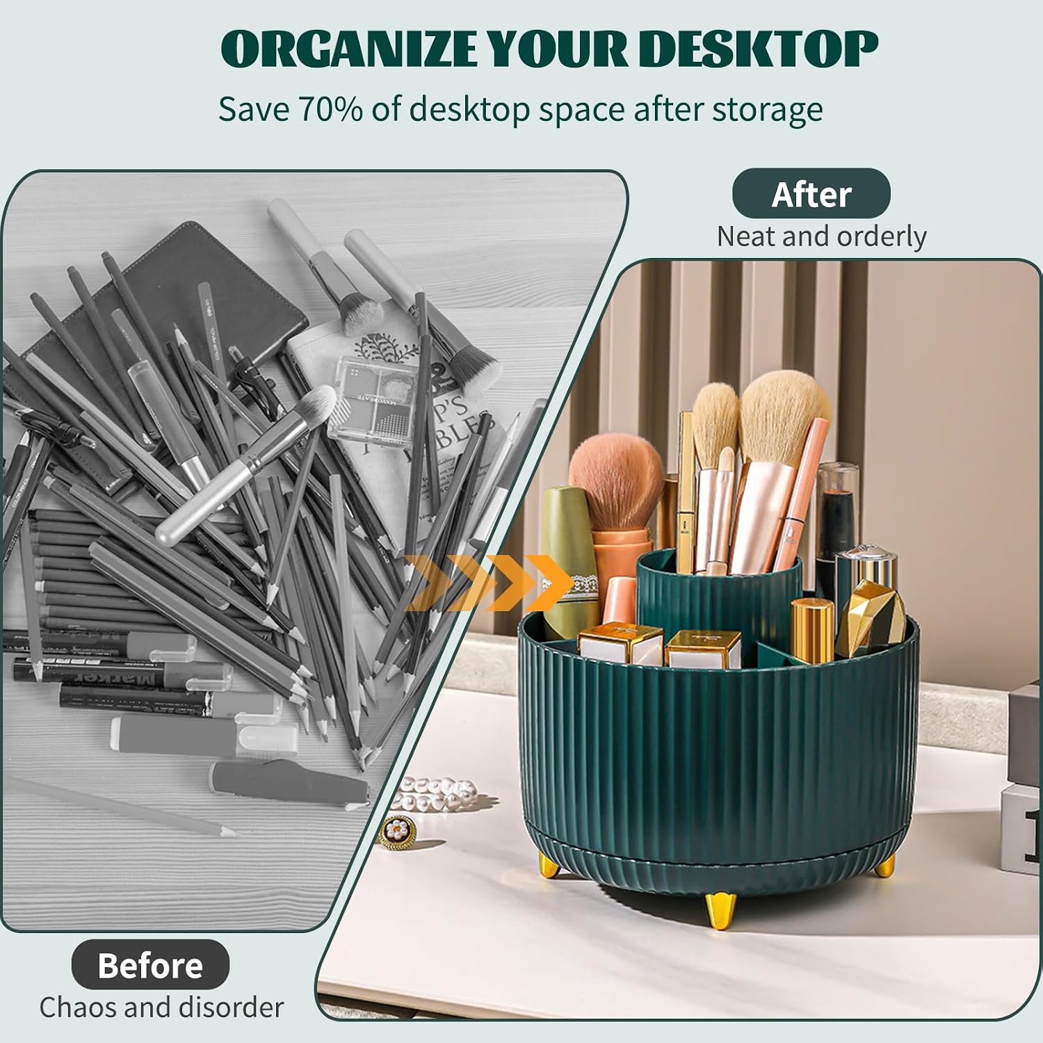 Detalle 2 de 360° Drehbare Make up Organizer Grün