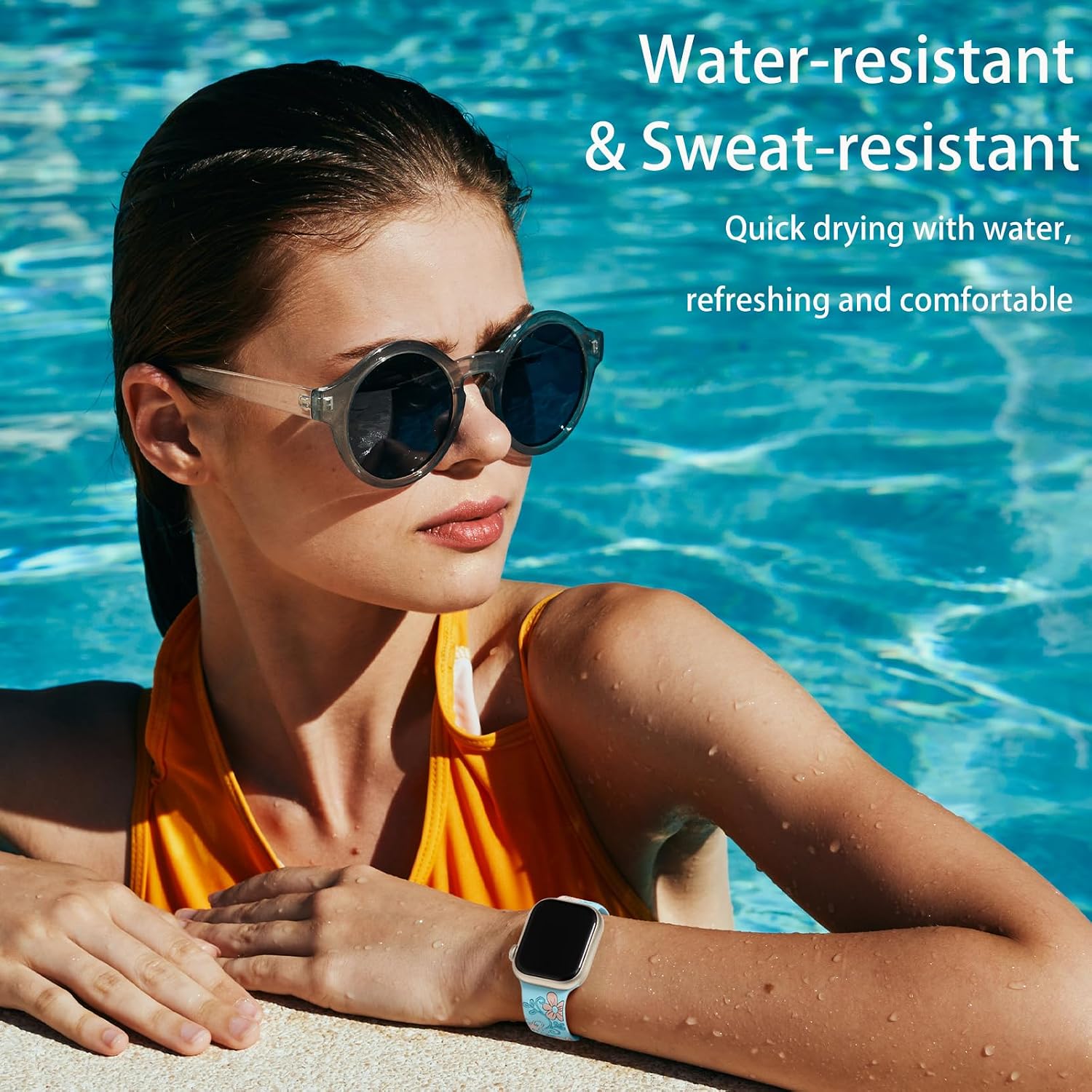 Detalle de Witzon Floral Silicone Watch Band, Engraved Multi-Tone Design