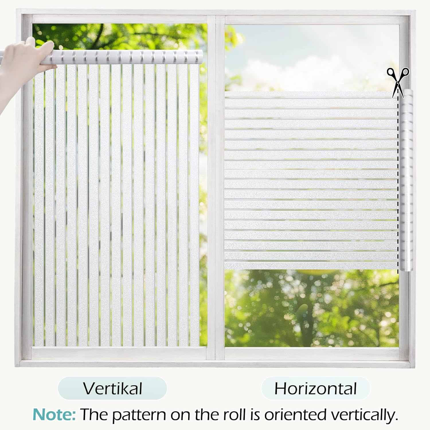Thumbnail 1 de Rabbitgoo Window Film Privacy Film for Glass Windows (44.5 x 300 cm) – Frosted, No Glue, UV Protection