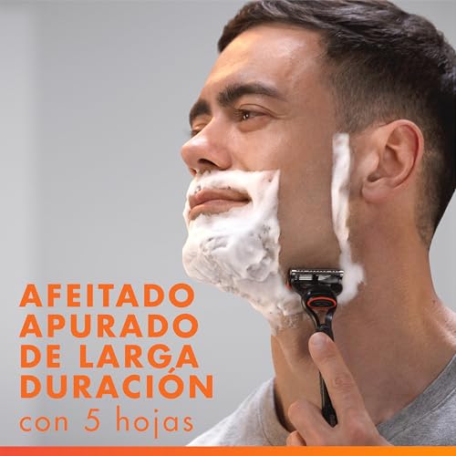 Detalle 2 de Gillette Fusion5 Maquinilla de Afeitar Hombre con 5 Recambios, Azul/Negro