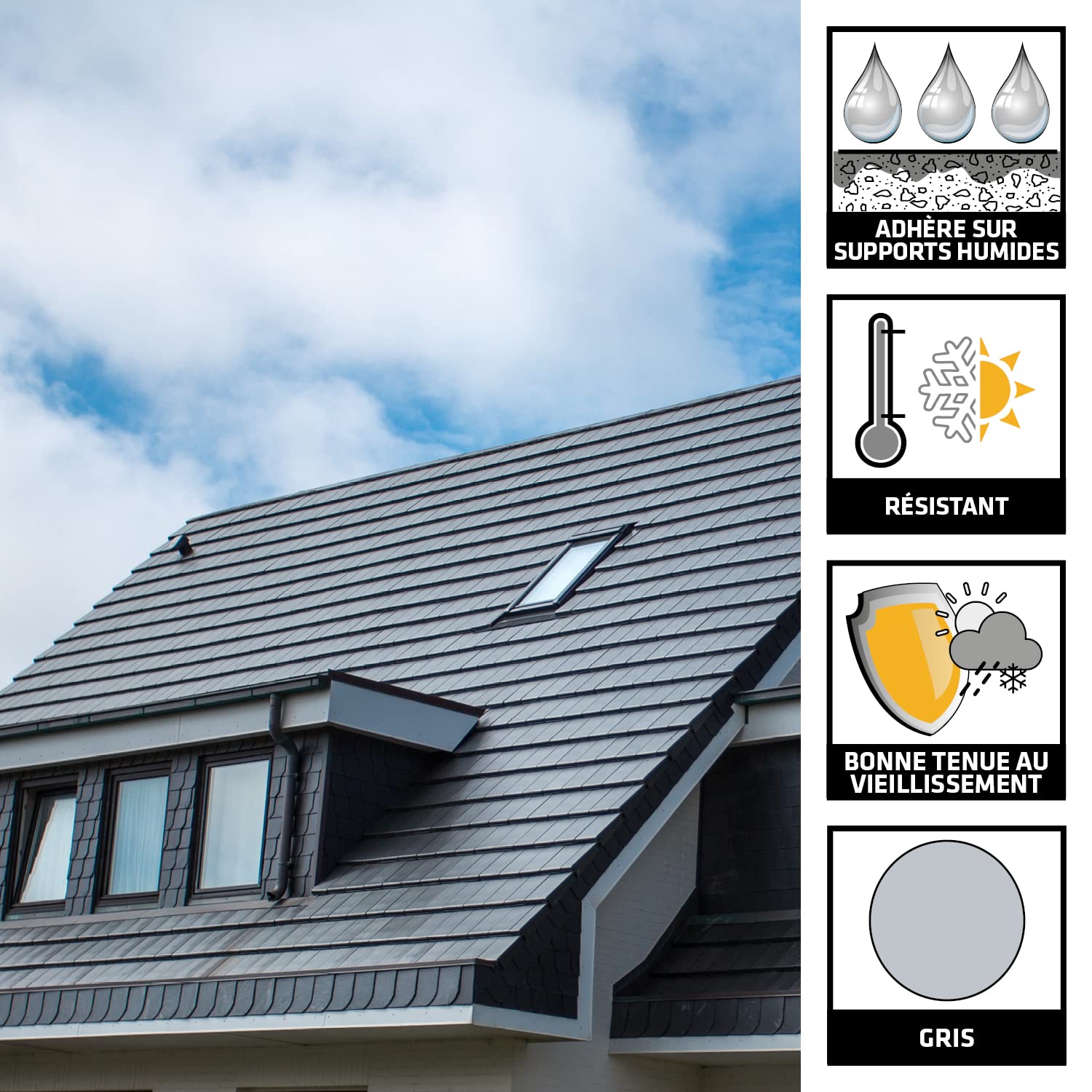 Thumbnail 1 de SIKA - Mastic et colle butyle 2 en 1, SikaSeal-189 Toiture & Gouttière gris – 310 ml