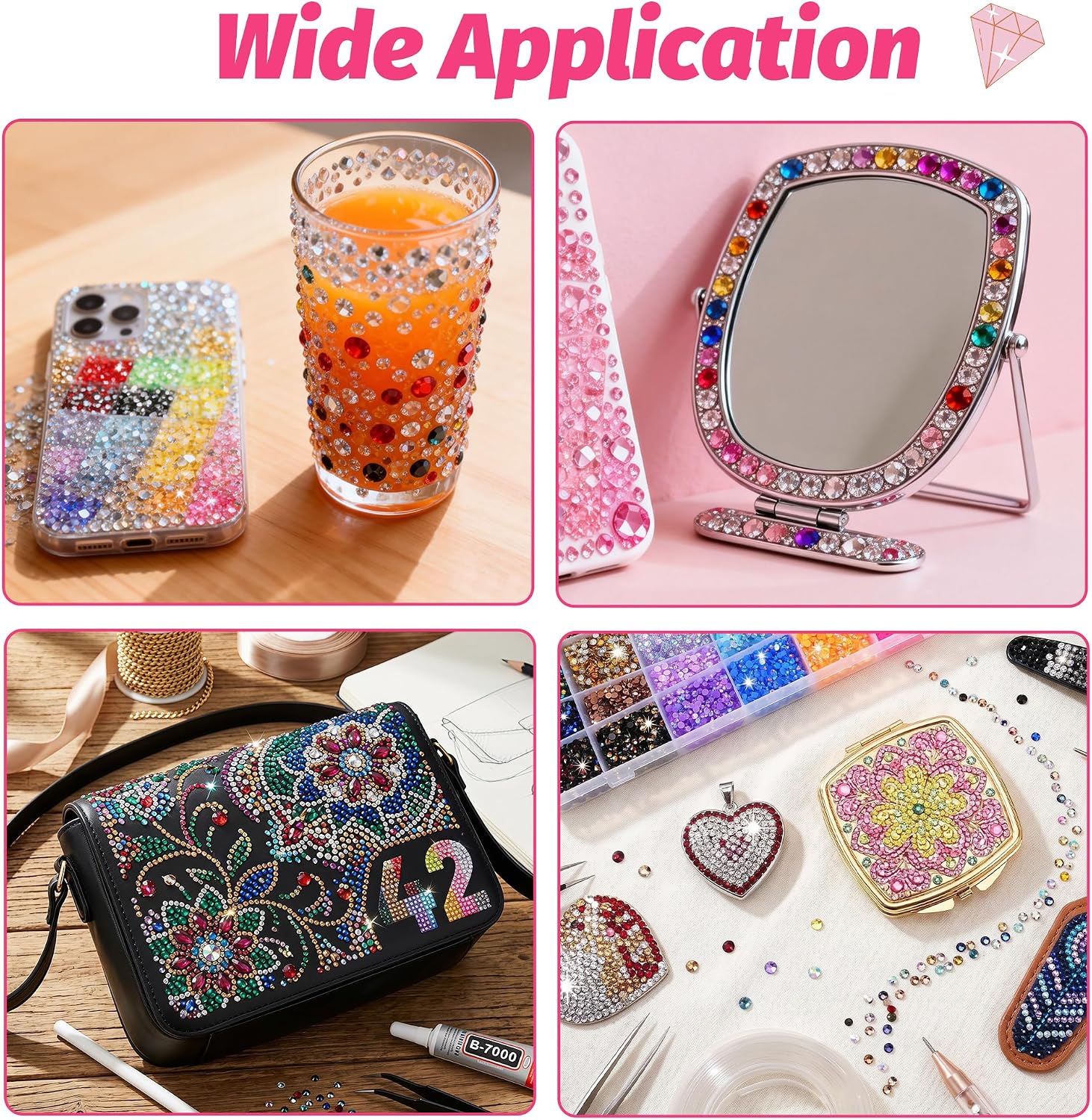 Detalle de WUIOWPPIC 42 Colours Nail Art Rhinestones Bedazzling Kit – 36,800 Pieces