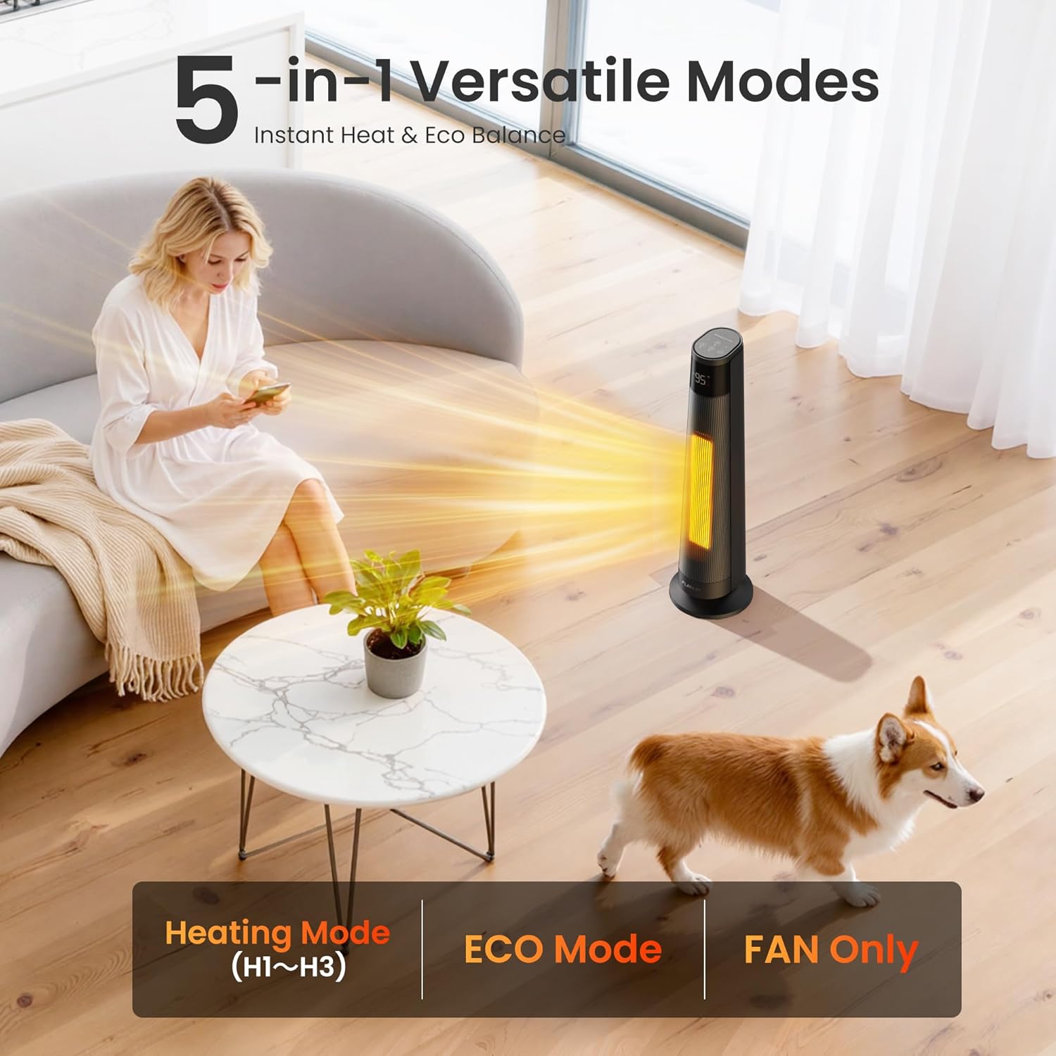Thumbnail 1 de FLANUR 1500W Space Heater with Wi‑Fi thermostat 🔥