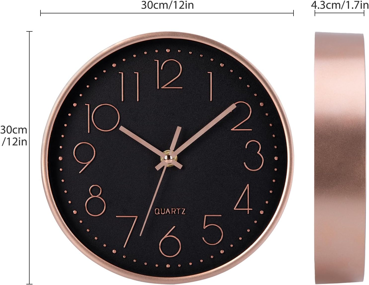 Detalle de ACCSHINE Pendules murales väggklocka 30 cm – tyst kvartsur med tydliga siffror