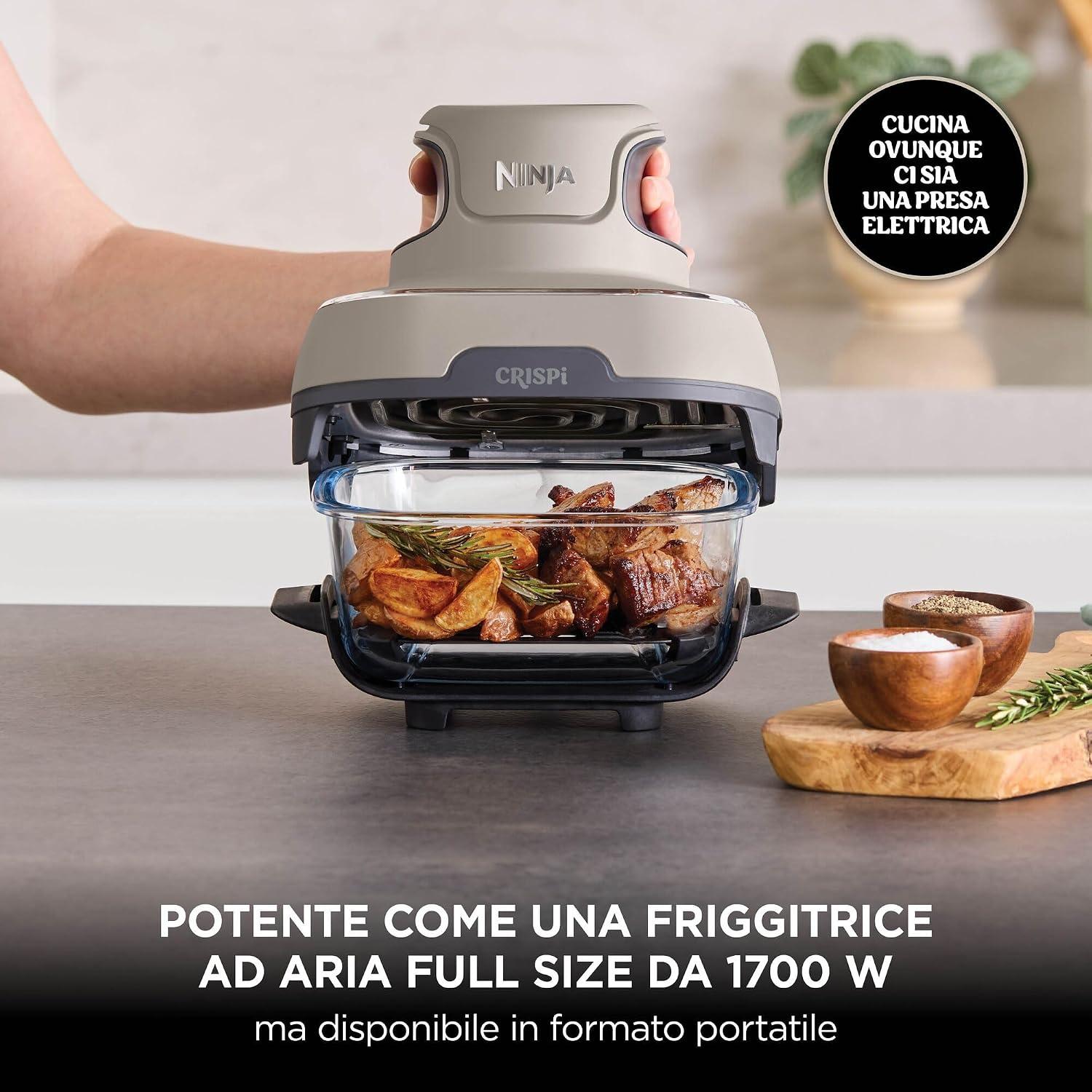 Detalle de Ninja CRISPi FN101EUGY: Friggitrice ad Aria Portatile, Compatta e Multifunzionale