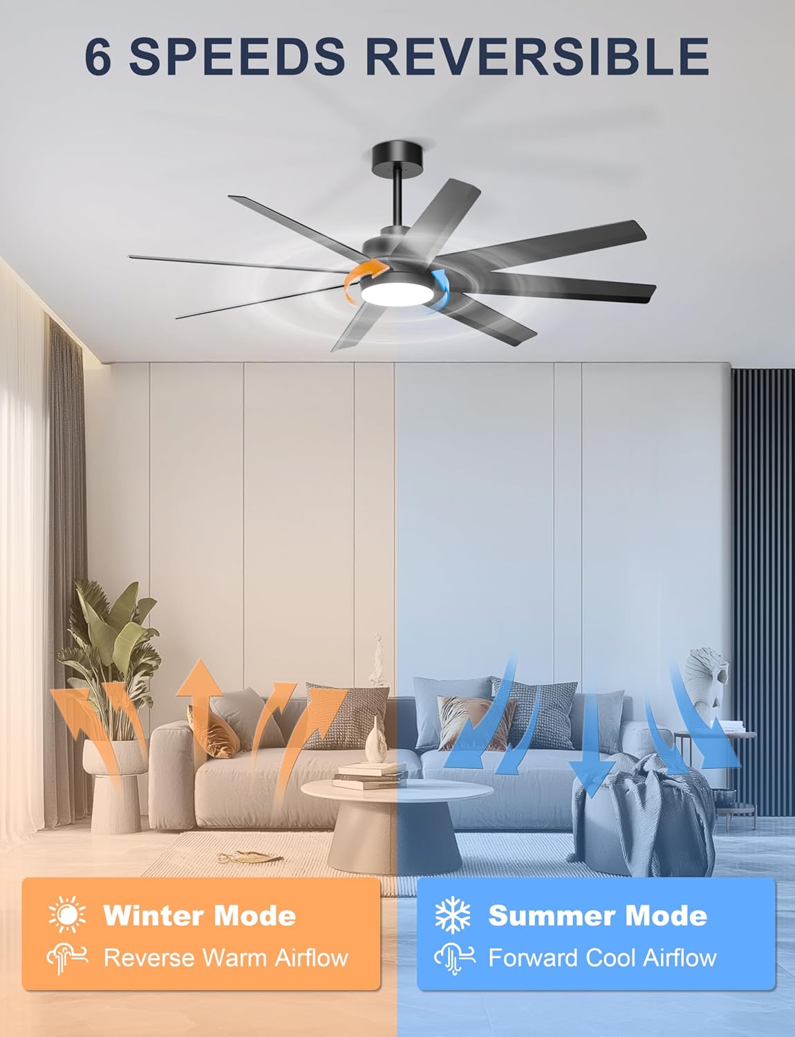 Detalle 1 de Ohniyou Ceiling Fan with Light, 60-inch