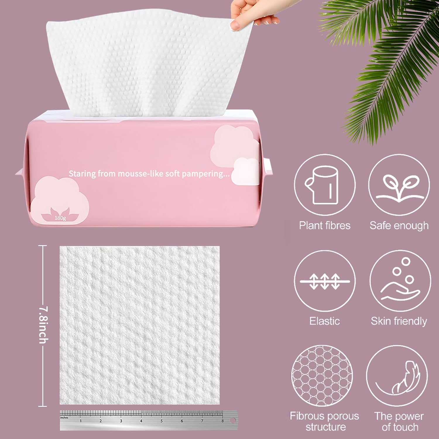 Detalle 2 de Disposable Face Towel 100 Cotton Facial Cloths 🧻