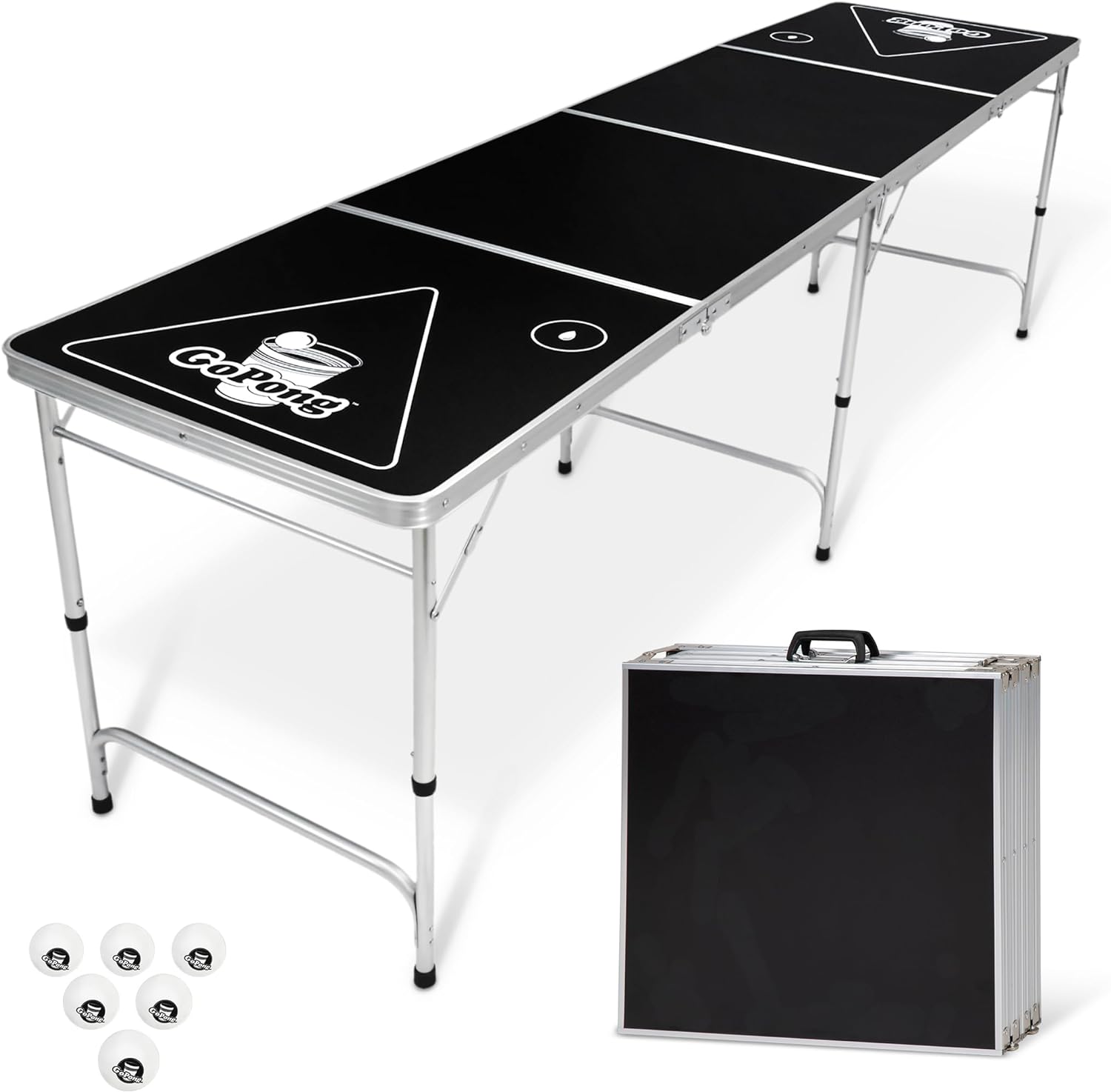 Detalle de GoPong 8 Foot Portable Beer Pong/Tailgate Table (Black, Football, American Flag, or Custom Dry Erase)