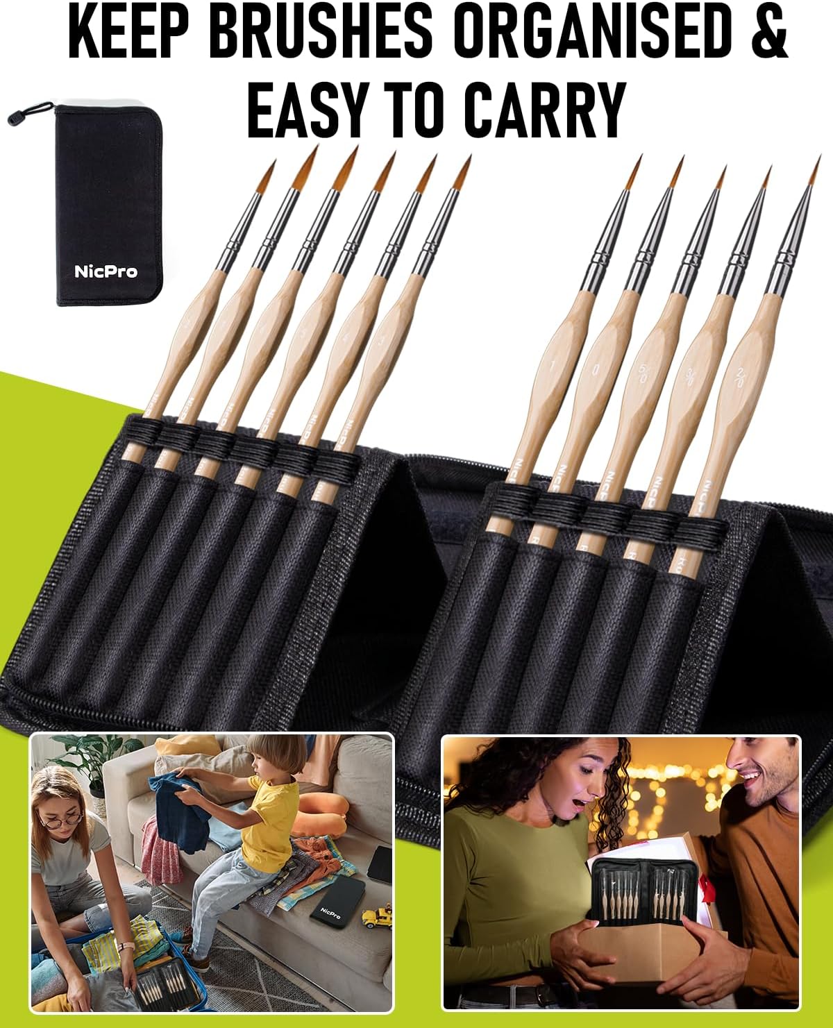 Thumbnail 6 de Nicpro 11 pièces pinceaux miniatures 🎨