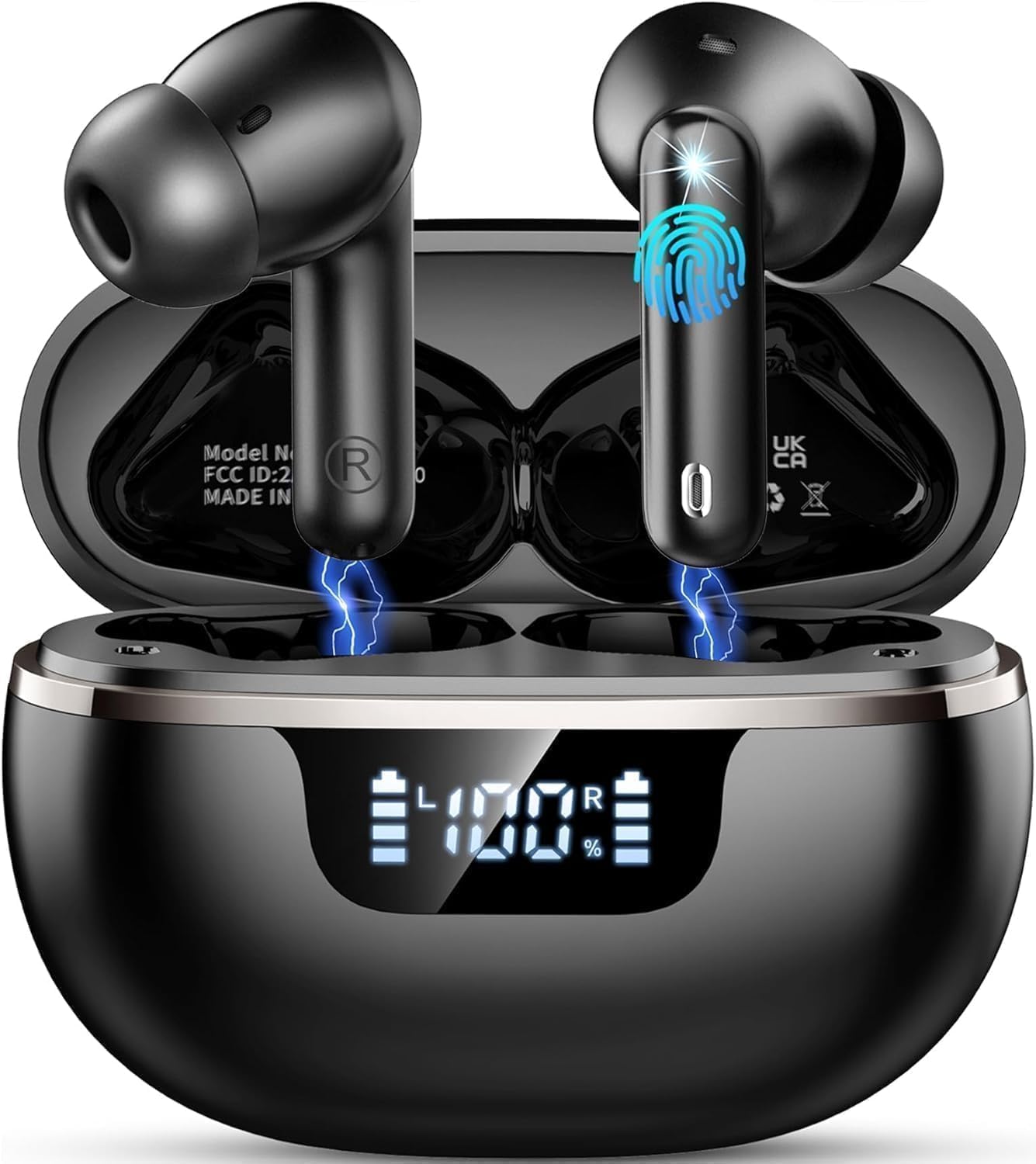 Detalle de Auriculares Inalámbricos Bluetooth 5.4 HiFi Estéreo Donerton – 48 h de autonomía, IP7 y carga rápida