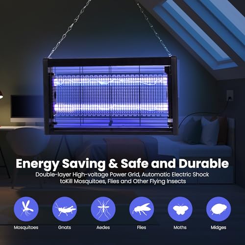 Thumbnail 1 de TTANMILY lámpara eléctrica antimosquitos y matamoscas de 20 W (365 nm) para interiores y jardines