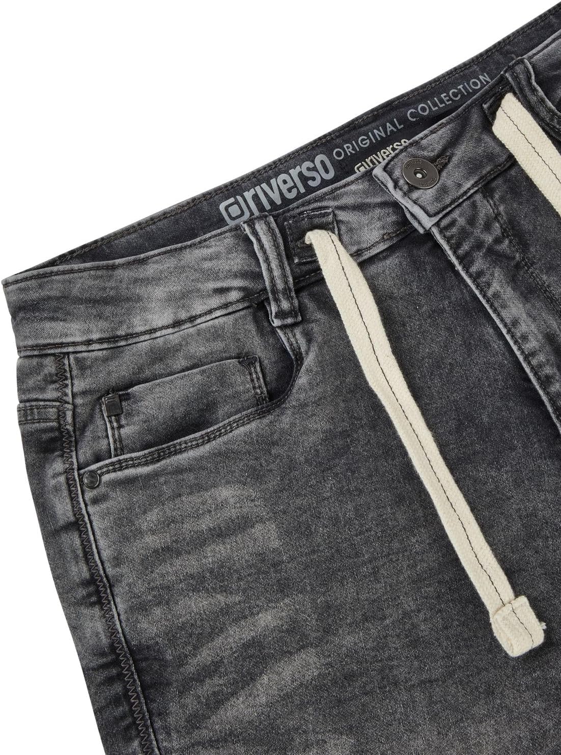 Detalle de Riverso Jeans Shorts Herren – Regular Fit, Denim im 5-Pocket Stil