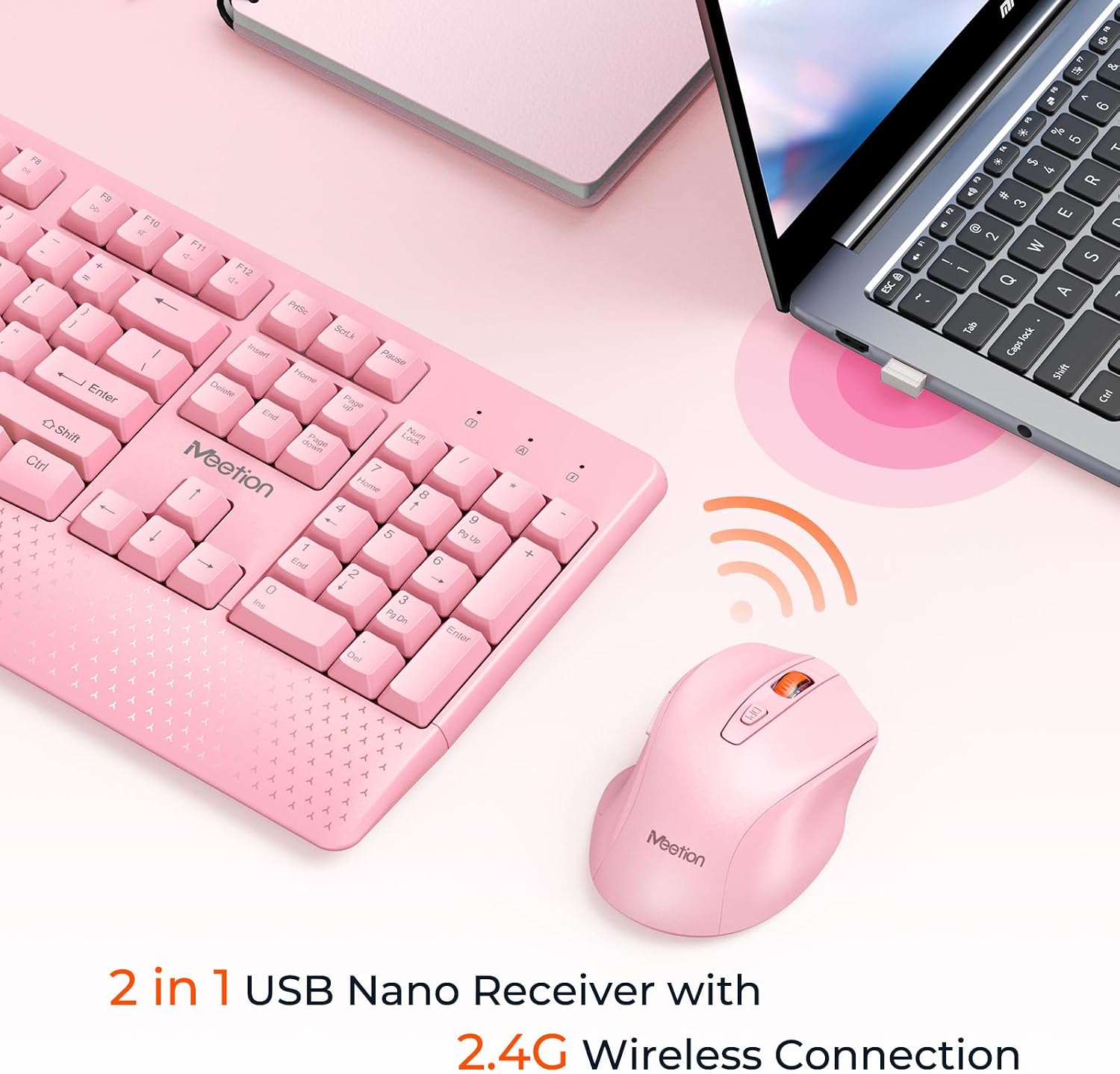 Detalle 2 de MEETION Wireless Keyboard and Mouse 2.4GHz 🖱