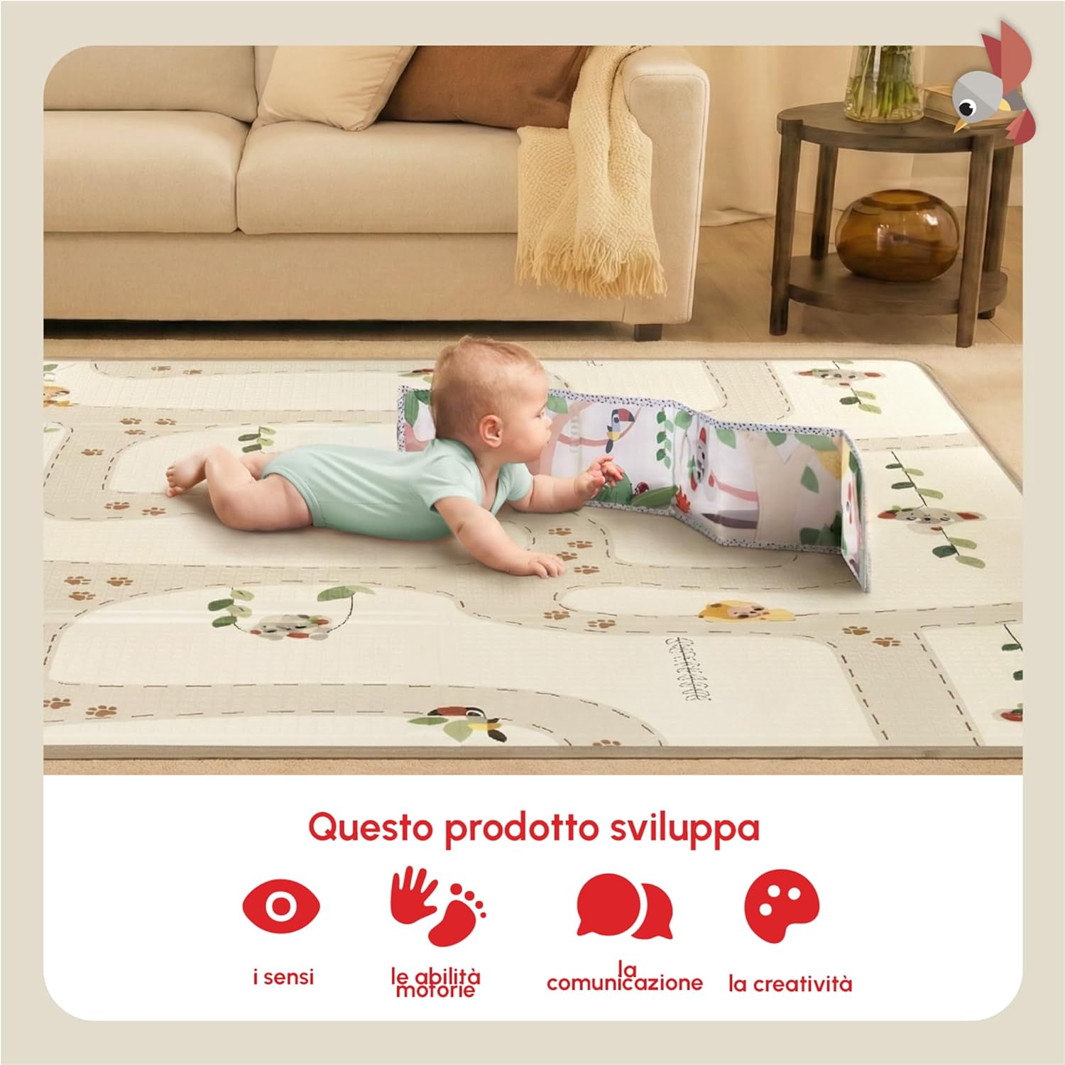 Thumbnail 4 de Tiny Love Tappeto Pieghevole Gioco Bambini XL 150x150 cm – Boho Chic, Double-face, Impermeabile e Pieghevole