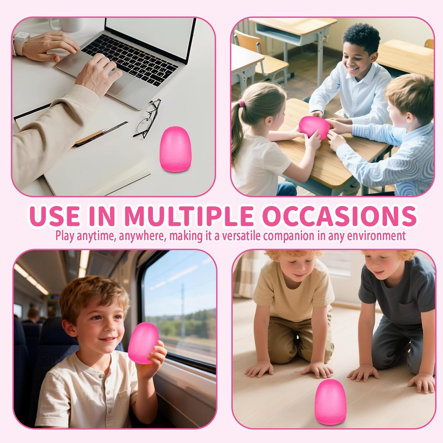 Detalle de Graphinza Squeeze Toys for Kids – Durable, Safe Stress Relief Squeezies (Pink) 3.75in x 2.8in