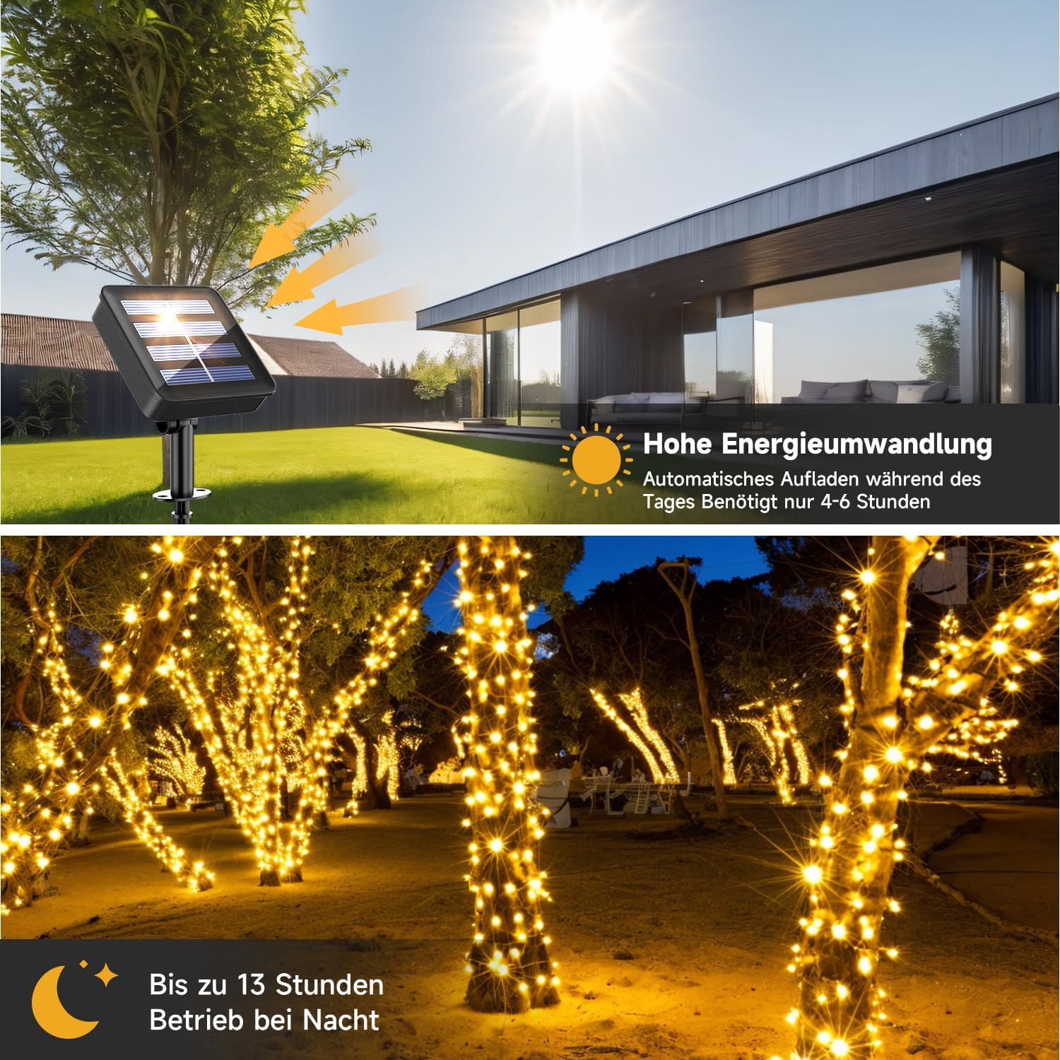 Detalle 1 de Electight DESLA5-10M solljusslinga, 10 m med 100 LED och 8 ljuslägen