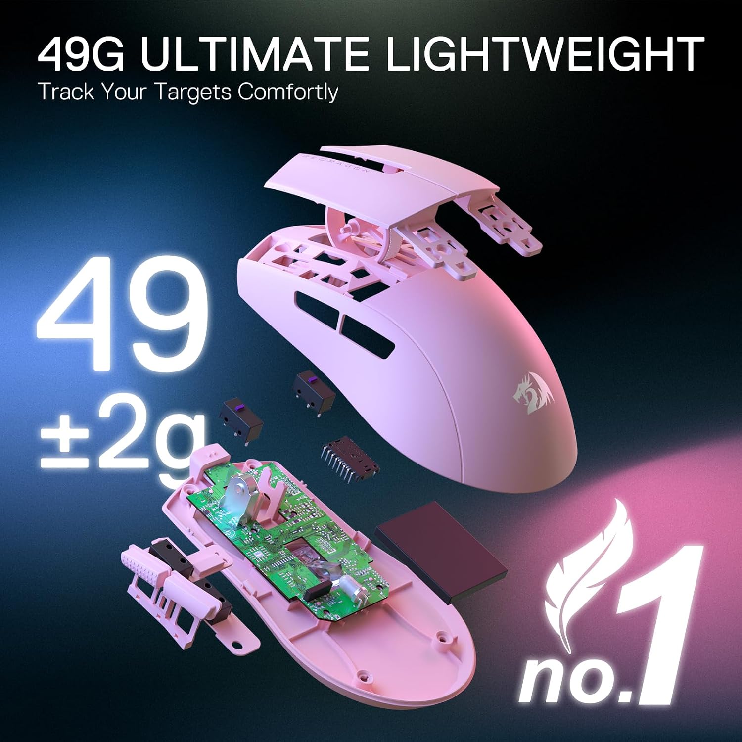 Thumbnail 2 de Redragon M916 PRO 3-Modus Wireless Gaming Maus – 49 g ultraleicht, 26K DPI & 3-Verbindungsmodi