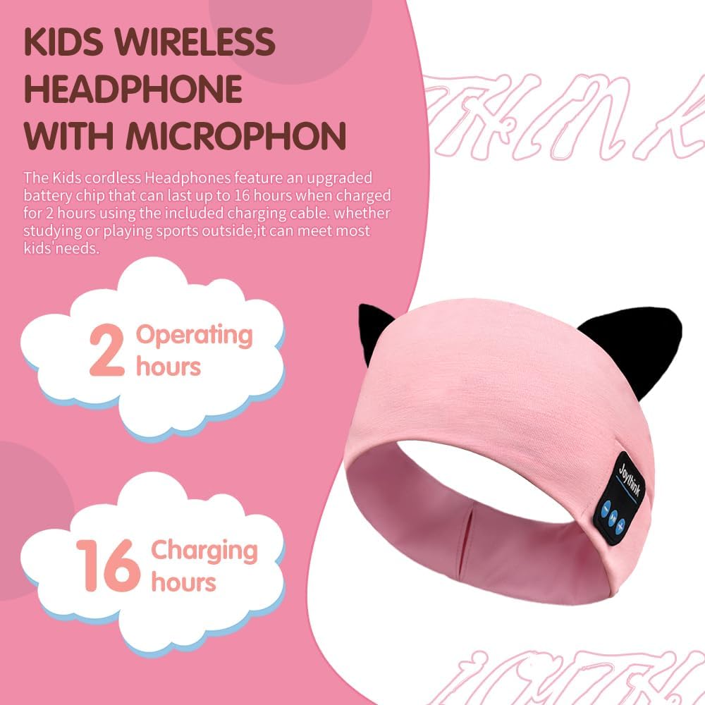 Thumbnail 2 de Joythink Kids Bluetooth Headband Headphones Sleep Mask (Pink) – 3-in-1 Wireless Headset for Sleep, Study and Travel