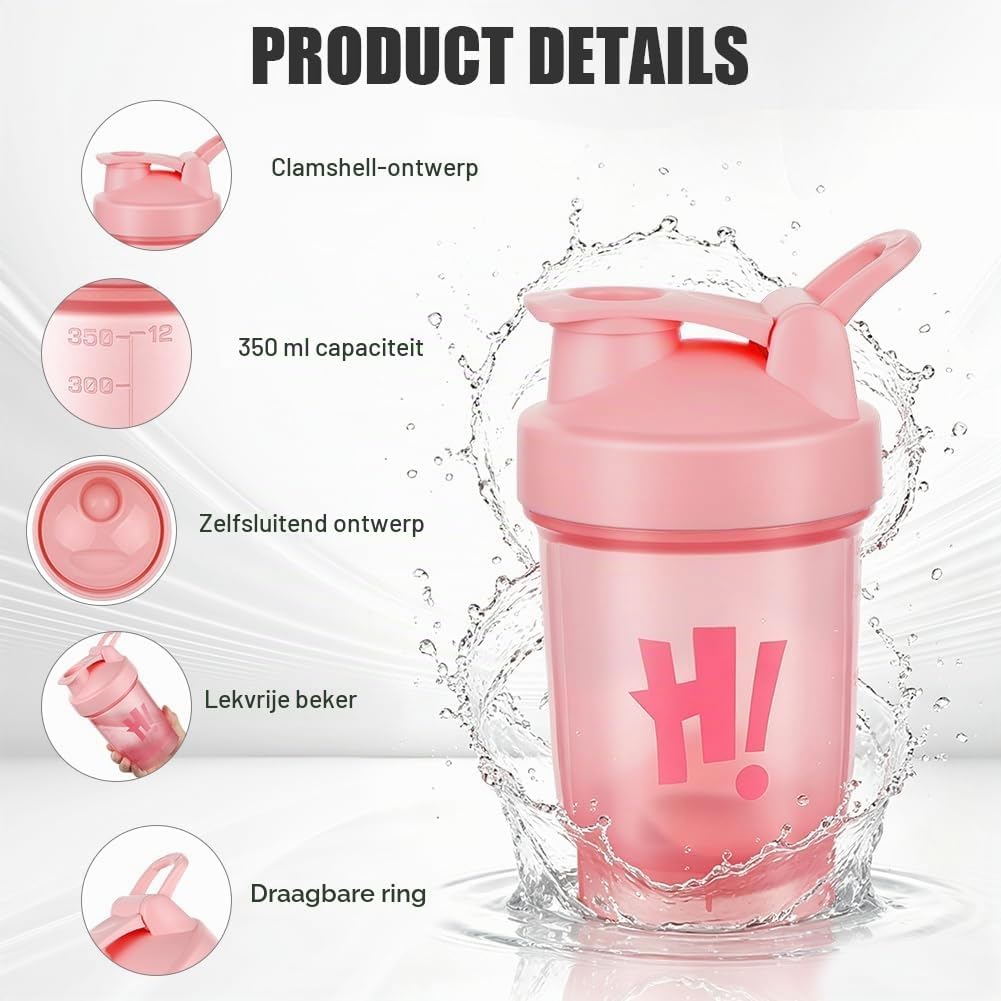 Detalle de AOOWU 5672184 eiwitshakers, 350 ml, BPA-vrij met maataanduiding