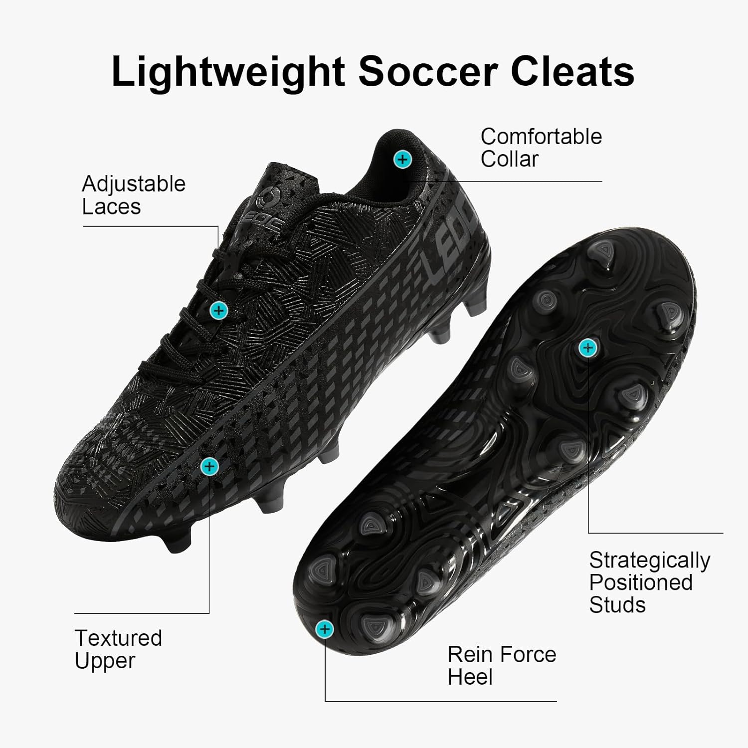 Detalle 2 de LEOCI football shoes / astro training cleats for AG/FG – lightweight cushioned outdoor boots