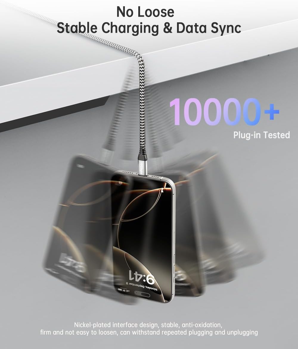 Detalle de LDLrui USB A to USB C 3.1 Gen 2 Cable (6ft, 2-Pack) — 10Gbps Data, 3A Fast Charge
