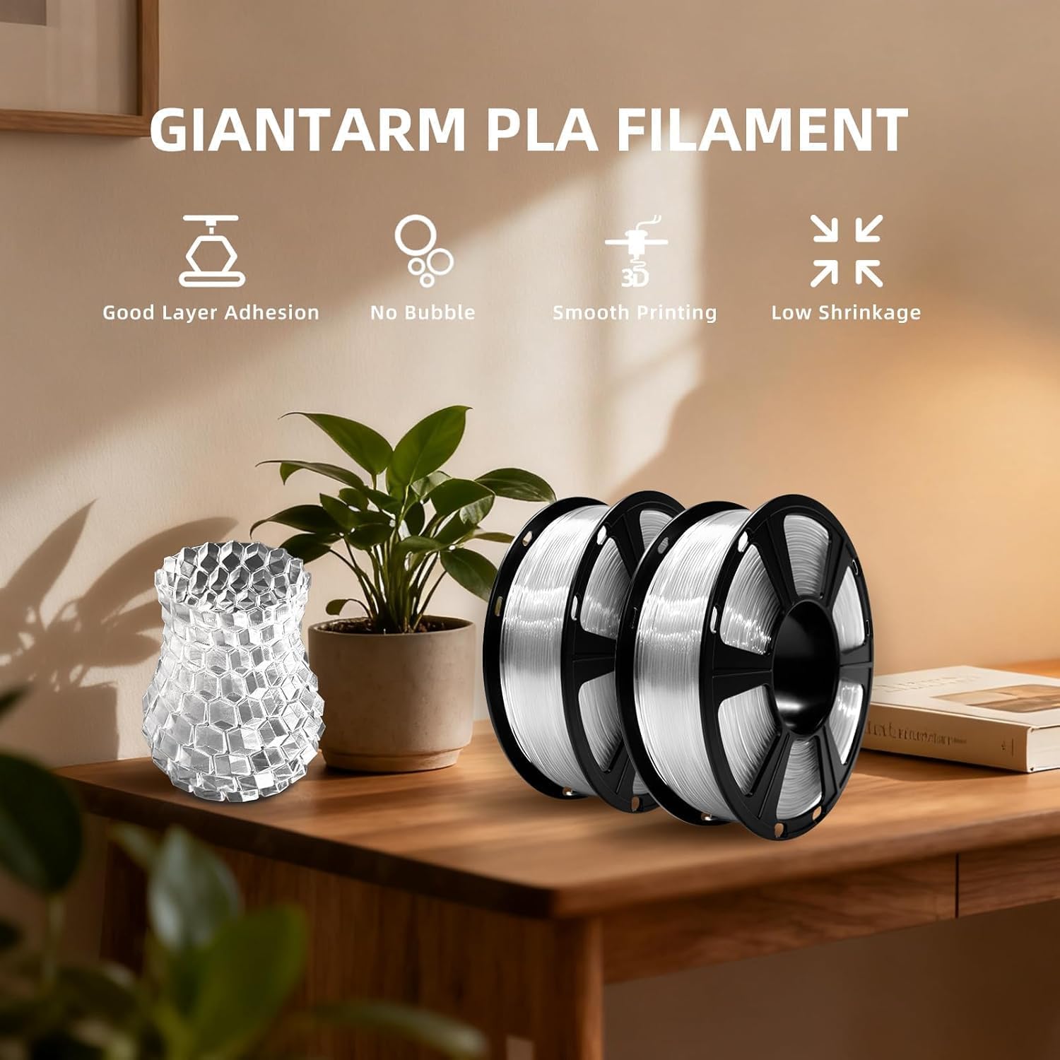 Detalle de GIANTARM PLA Filament 1,75 mm (transparent) – 1 kg Rolle für saubere 3D-Drucke