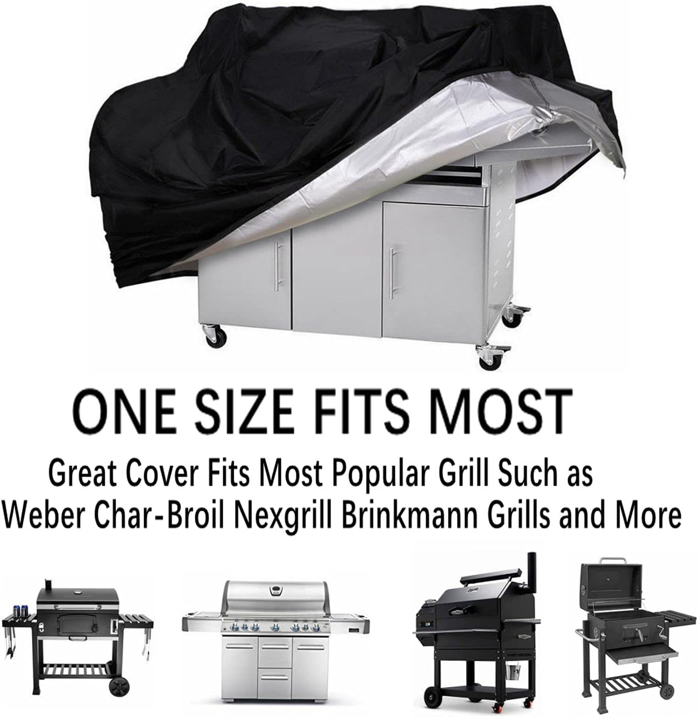 Thumbnail 4 de 58 Inch Waterproof Grill Cover for BBQs: Rip-Proof, UV-Resistant Protection