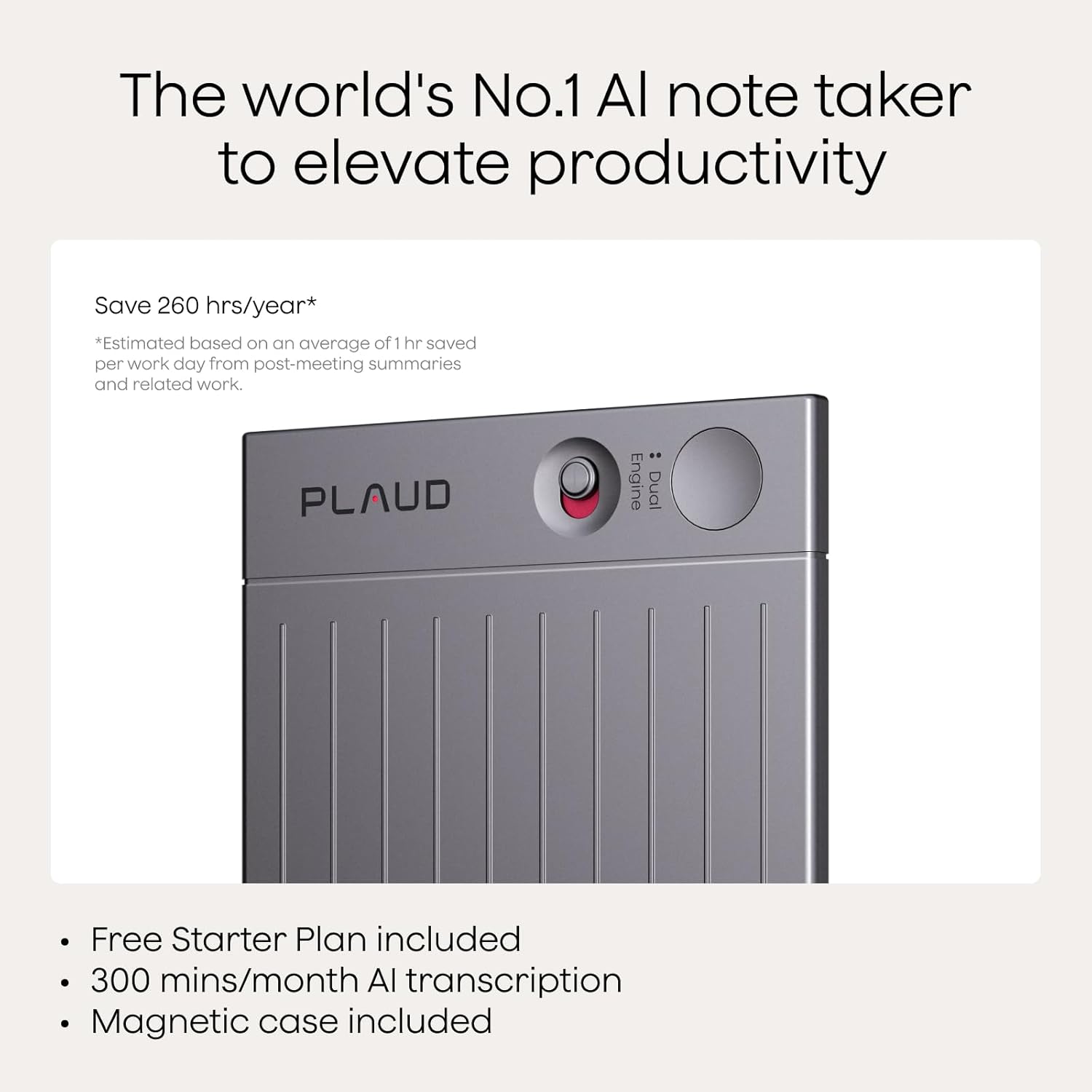Detalle 2 de Plaud Note AI Voice Recorder with Case – 64GB, 112 Languages, AI Transcription & Summarisation