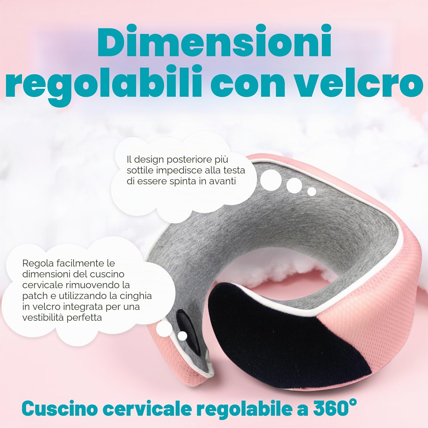 Thumbnail 2 de Proglobe cuscino cervicale da viaggio per bambini 4–13 anni, memory foam, rosa chiaro