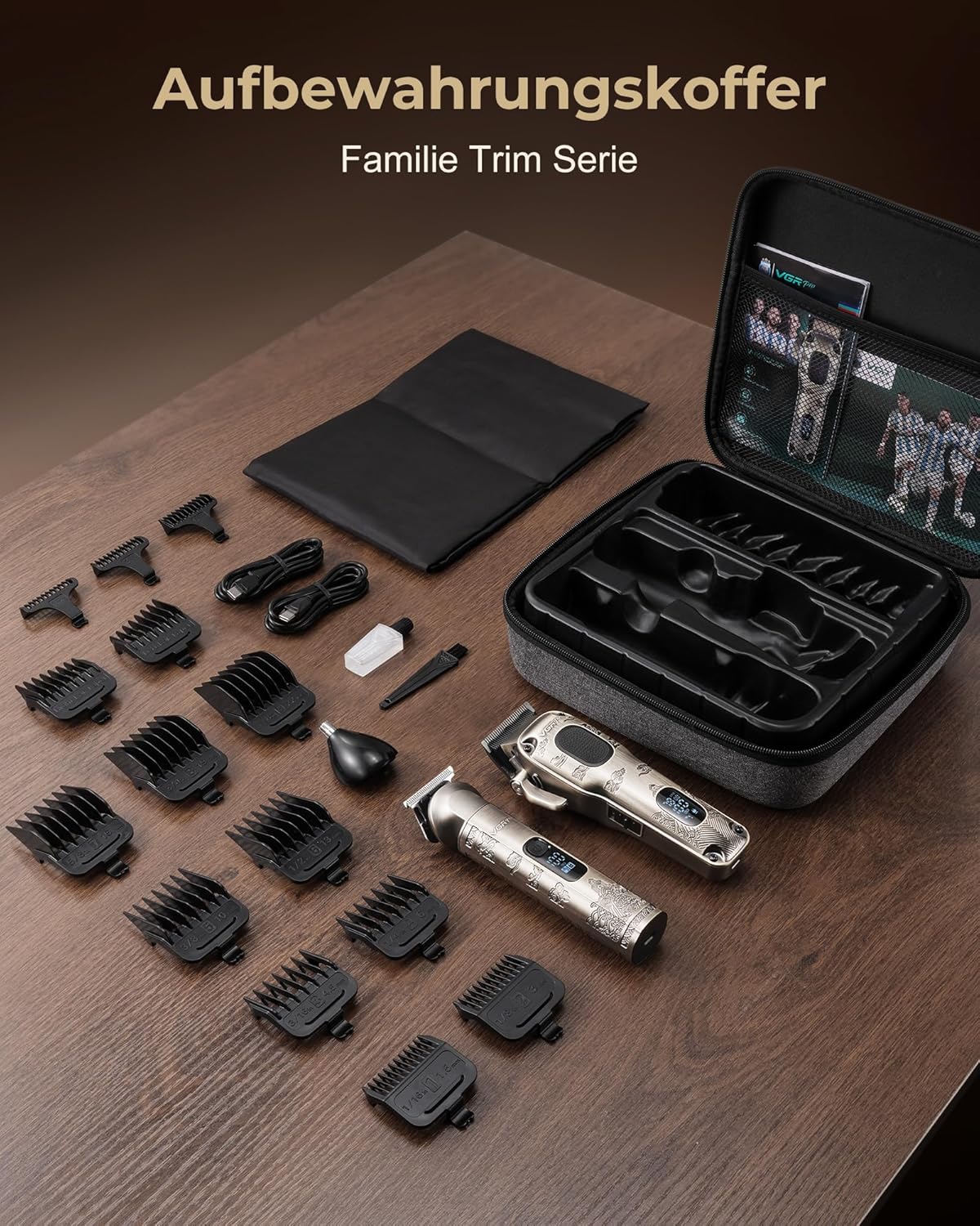 Thumbnail 5 de VGRPRO Haarschneidemaschine Herren Profi-Set (kabellos) mit Trimmer, 9 Führungskämmen & Taper/Fade-Aufsatz
