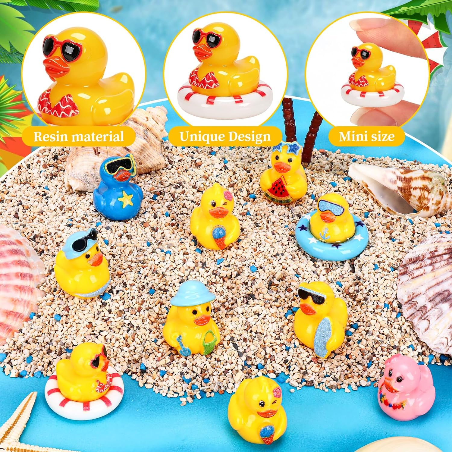 Thumbnail 4 de 120 Pcs Summer Mini Resin Ducks – 10 Styles for DIY Decor, Parties, and Cruise Ship Games