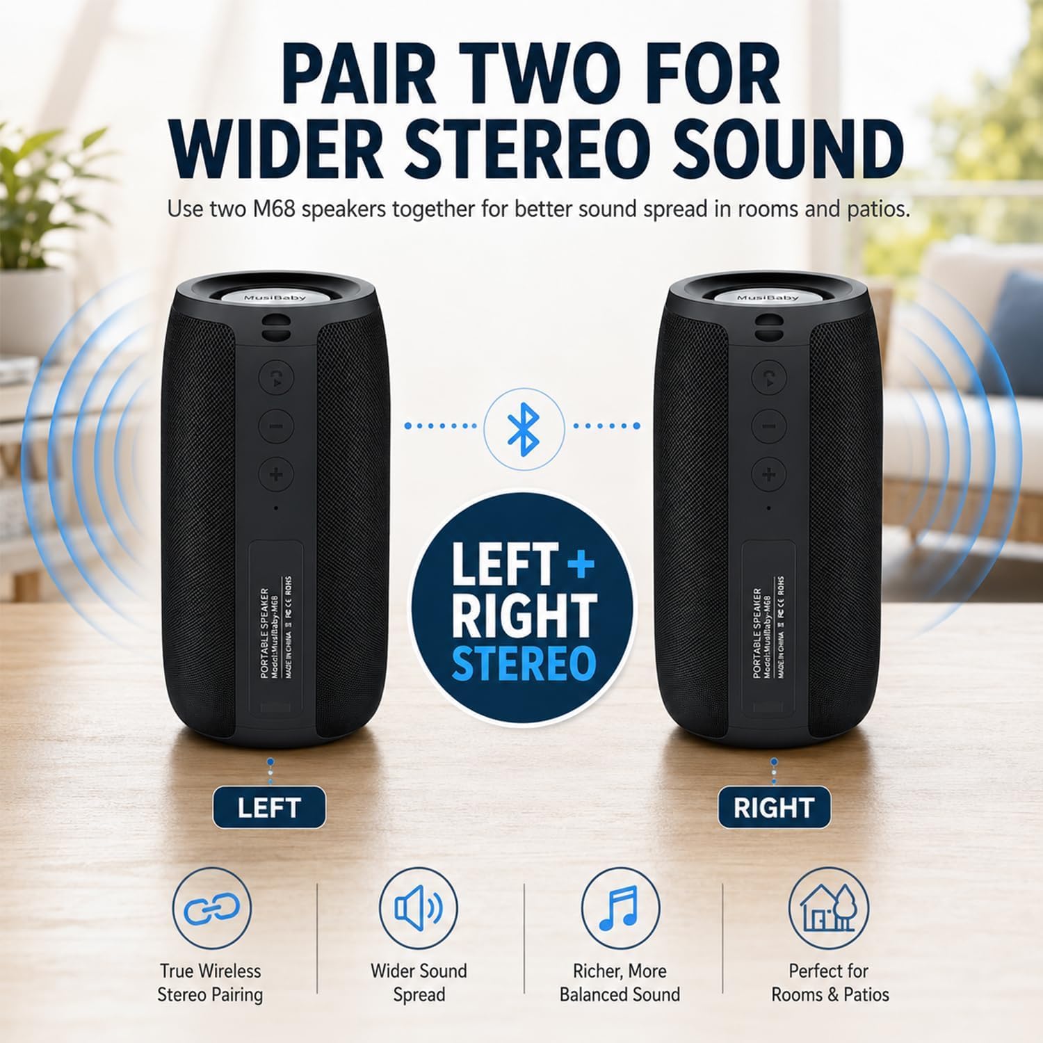 Thumbnail 5 de MusiBaby M68 Portable Bluetooth Speaker 24H