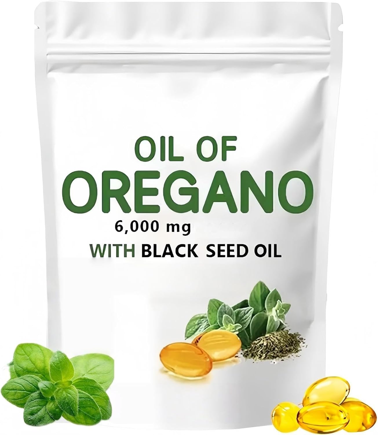180PCS Oil of Oregano softgels with Black Seed Oil – 6000mg oregano oil for hair strength and glowing skin