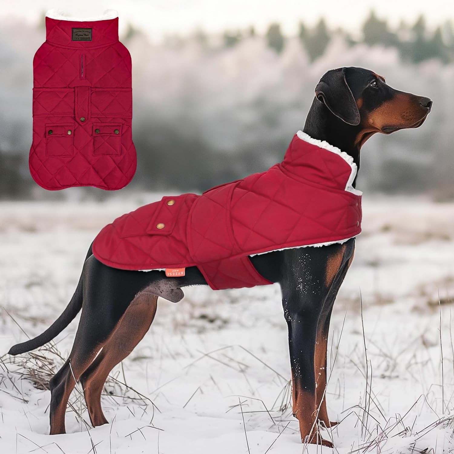 Detalle de KYEESE Dog Coat with Fleece Lining