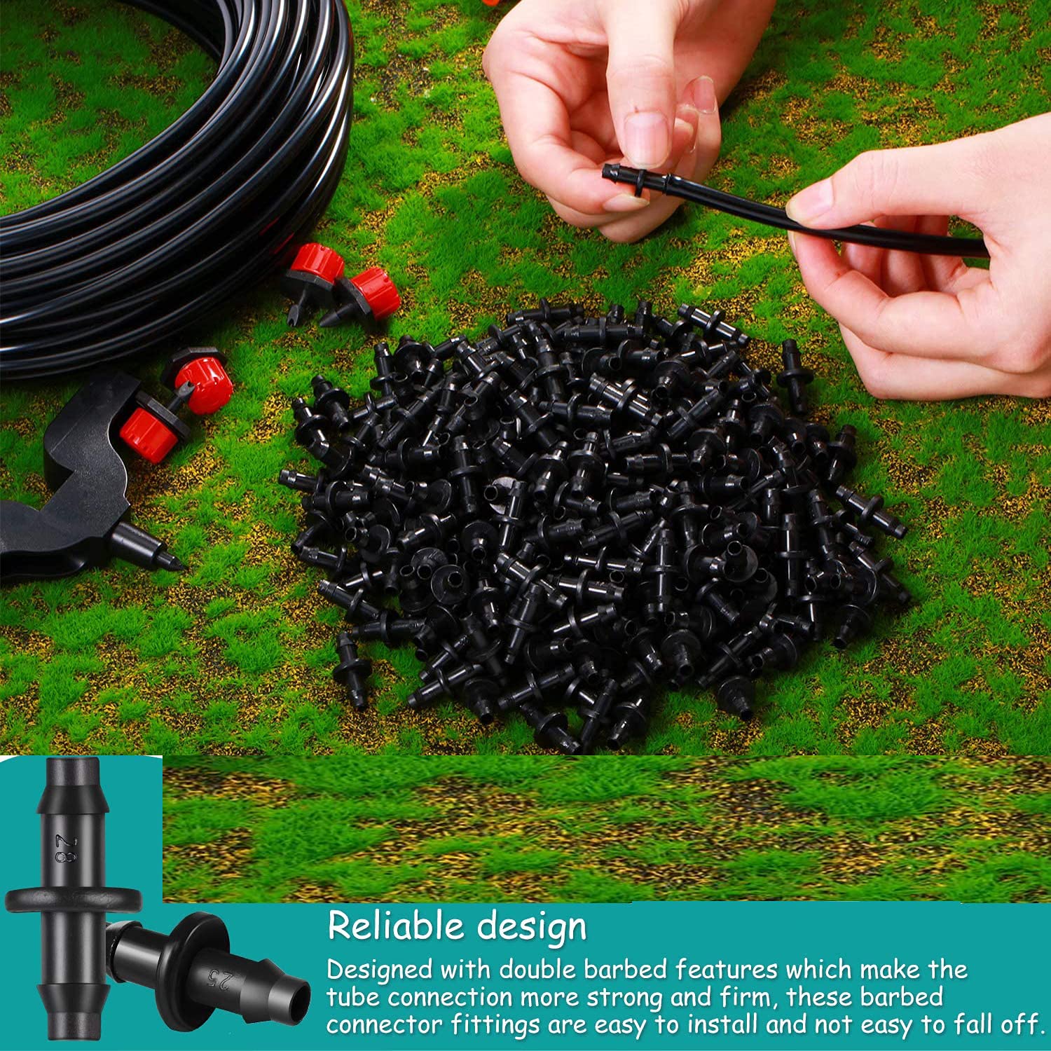 Thumbnail 5 de 300Pcs Barbed Irrigation Fittings Kit by HOINCO: 1/4 Inch Tubing Connectors for Garden Irrigation