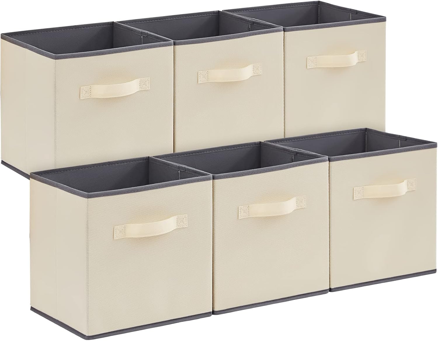 Detalle de Lifewit Fabric Storage Boxes, Pack of 6, 33 x 33 x 33 cm, 36 L, Khaki