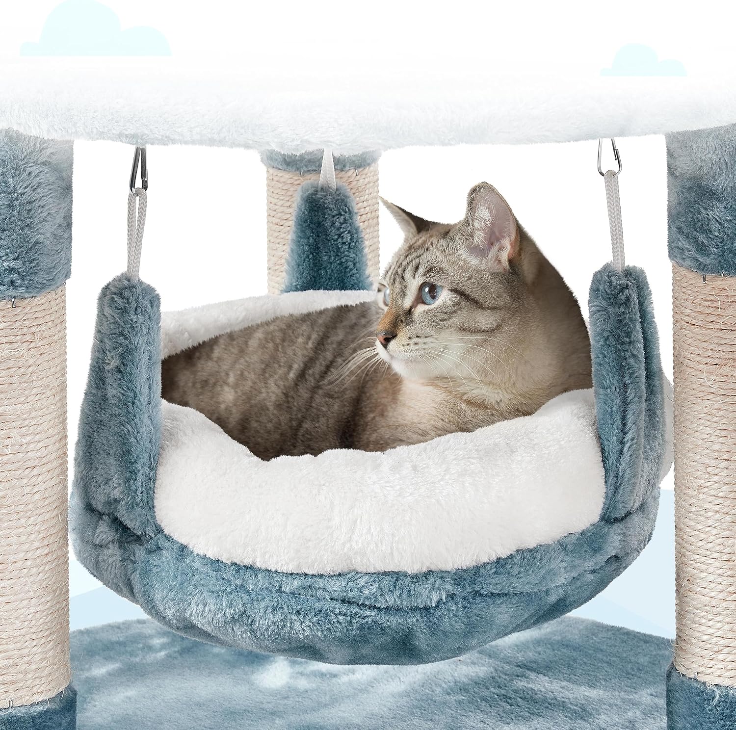 Thumbnail 5 de Yaheetech 115cm ocean cat tree with hammock 🐱