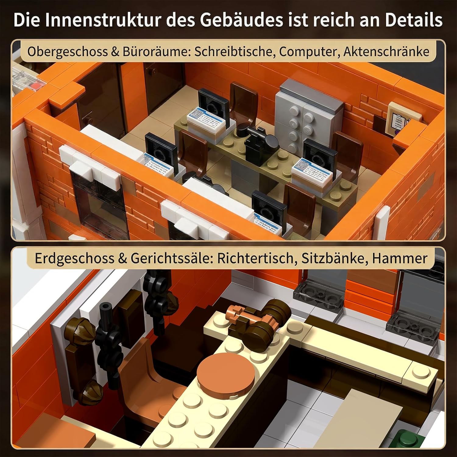 Thumbnail 4 de MikaBrical Clock Tower Courthouse – 4269 Teile mit Flugauto und detailliertem Innenleben