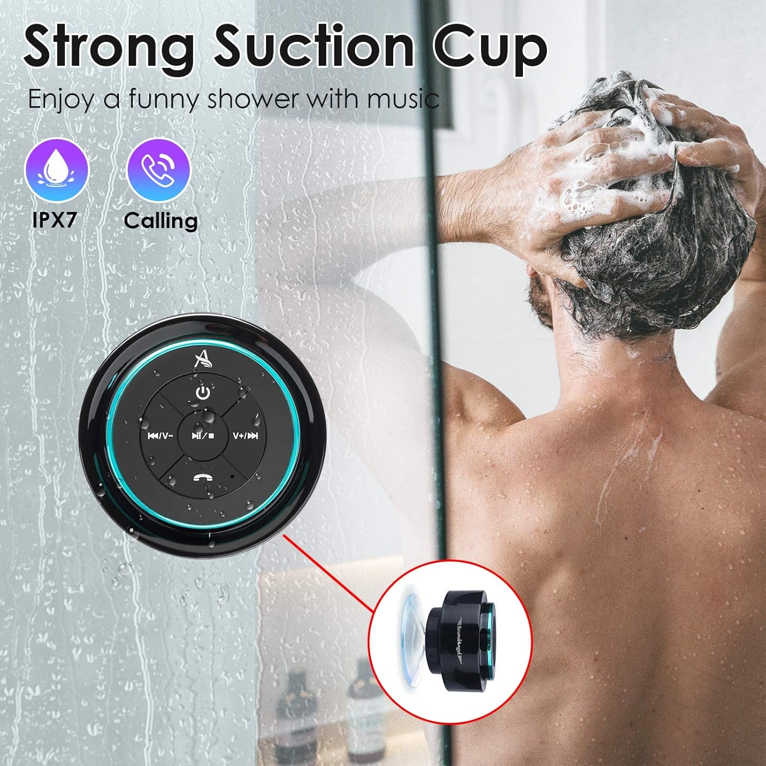 Thumbnail 1 de Xleader Pro Shower Speaker (Upgraded) – IPX7 Waterproof Bluetooth Speaker with 8W Sound and 15H Playtime