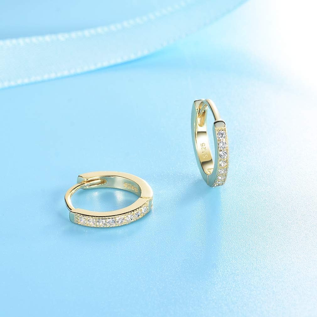 Detalle de Shuxin Creolen Silber Damen Ohrringe, 925 Sterling Silber mit AAA Zirkonia – Durchmesser 13 mm