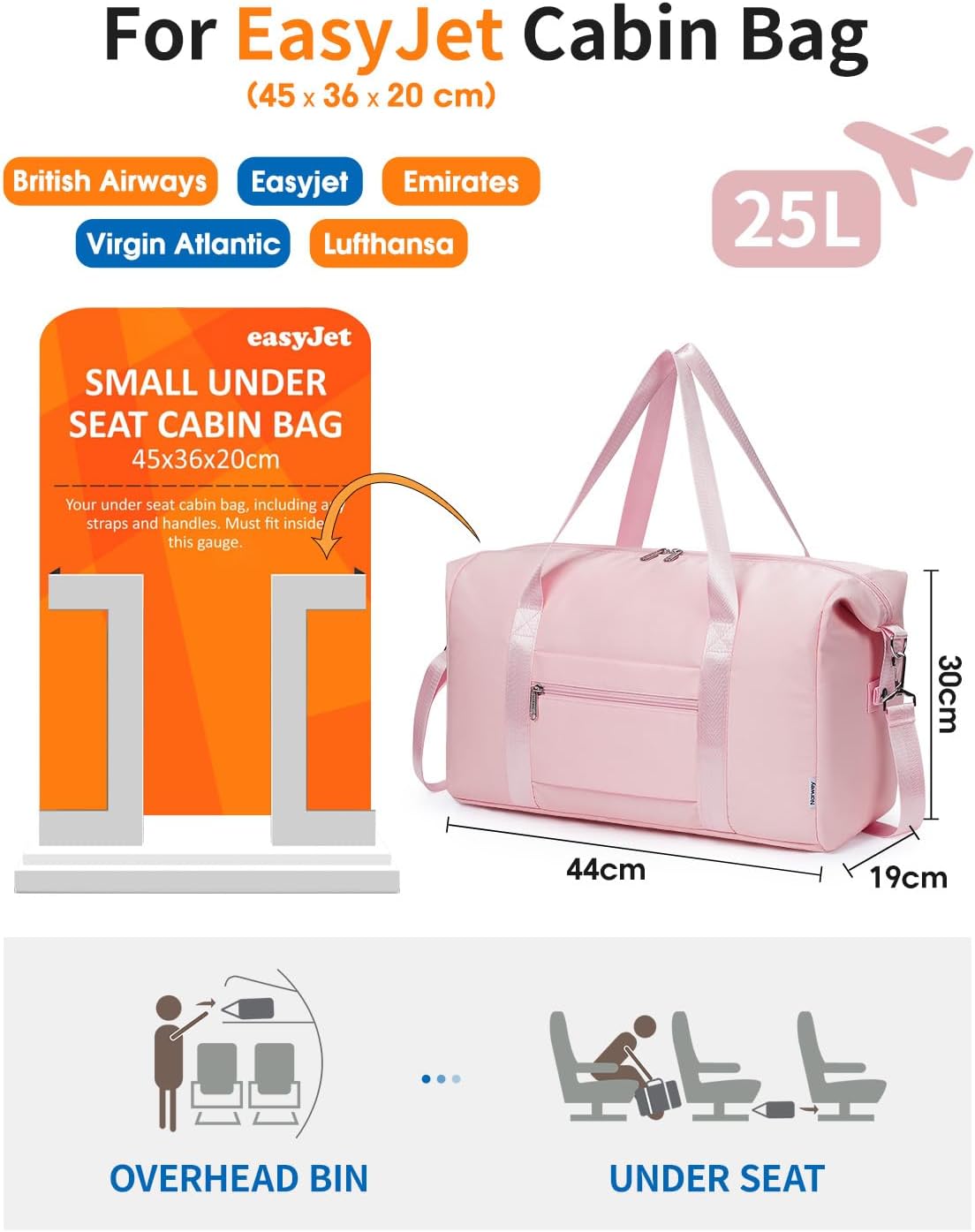 Detalle 2 de Narwey Cabin Bag 45x36x20 25L pink