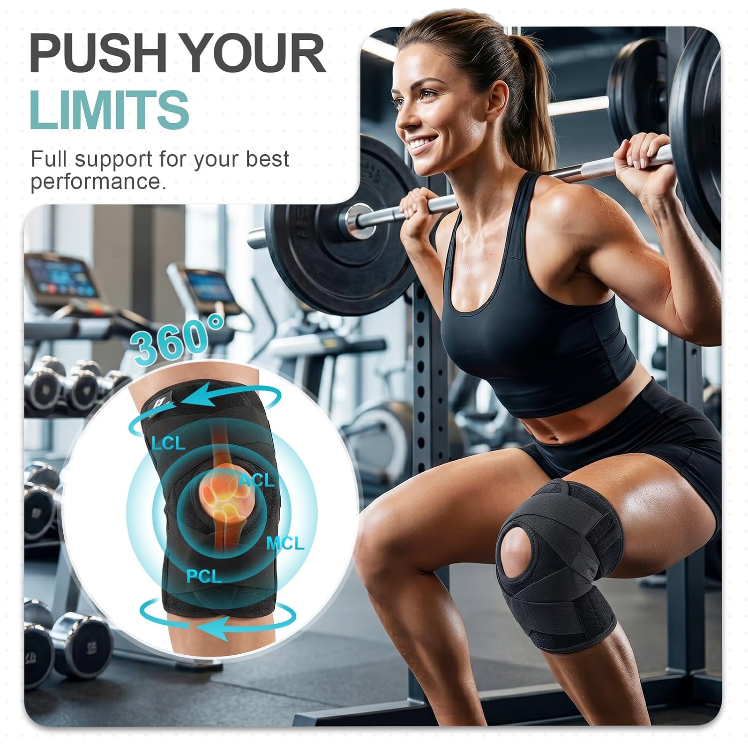 Thumbnail 4 de Lusenone XXL Adjustable Knee Brace with Side Stabilizers and Patella Gel Pads